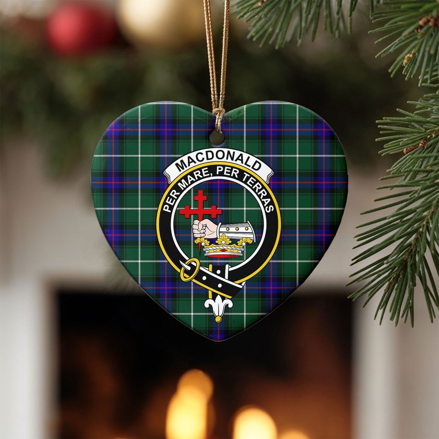 MacDonald of the Isles Hunting Modern Tartan Crest Christmas Ceramic Ornament