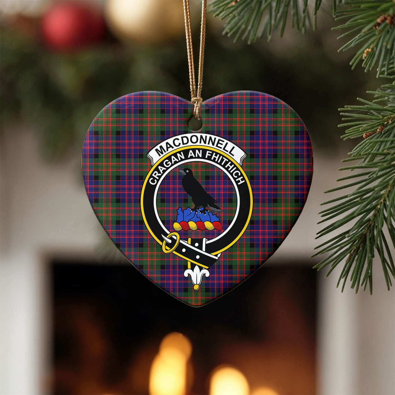 MacDonnell of Glengarry Modern Tartan Crest Christmas Ceramic Ornament