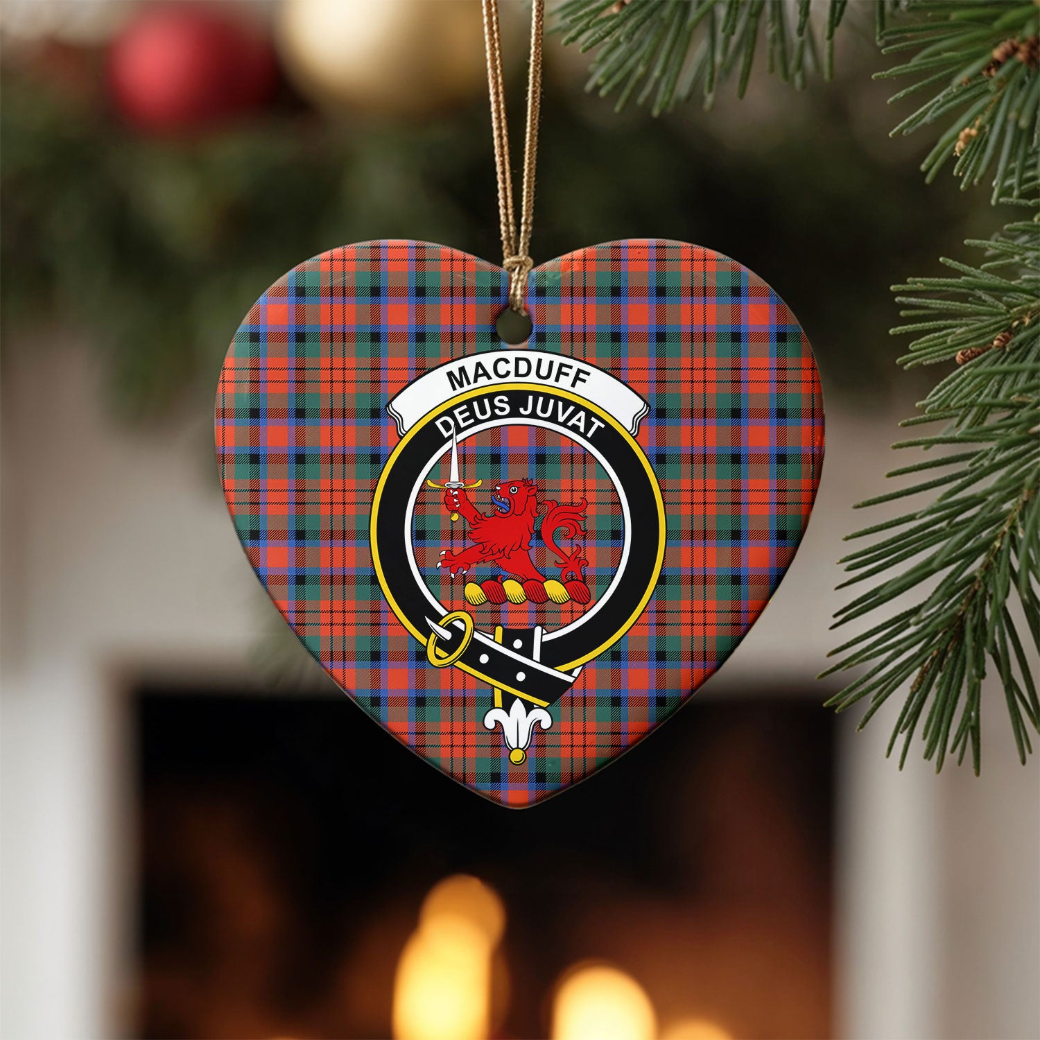 MacDuff Ancient Tartan Crest Christmas Ceramic Ornament