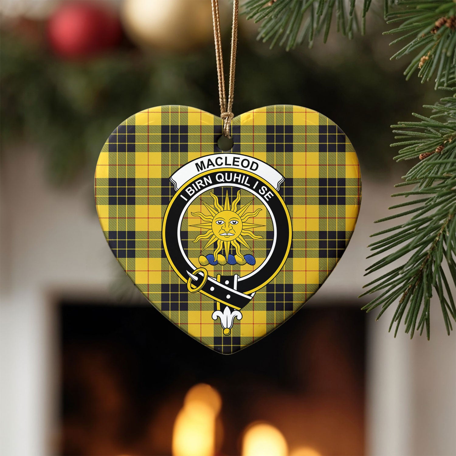 MacLeod of Lewis Ancient Tartan Crest Christmas Ceramic Ornament