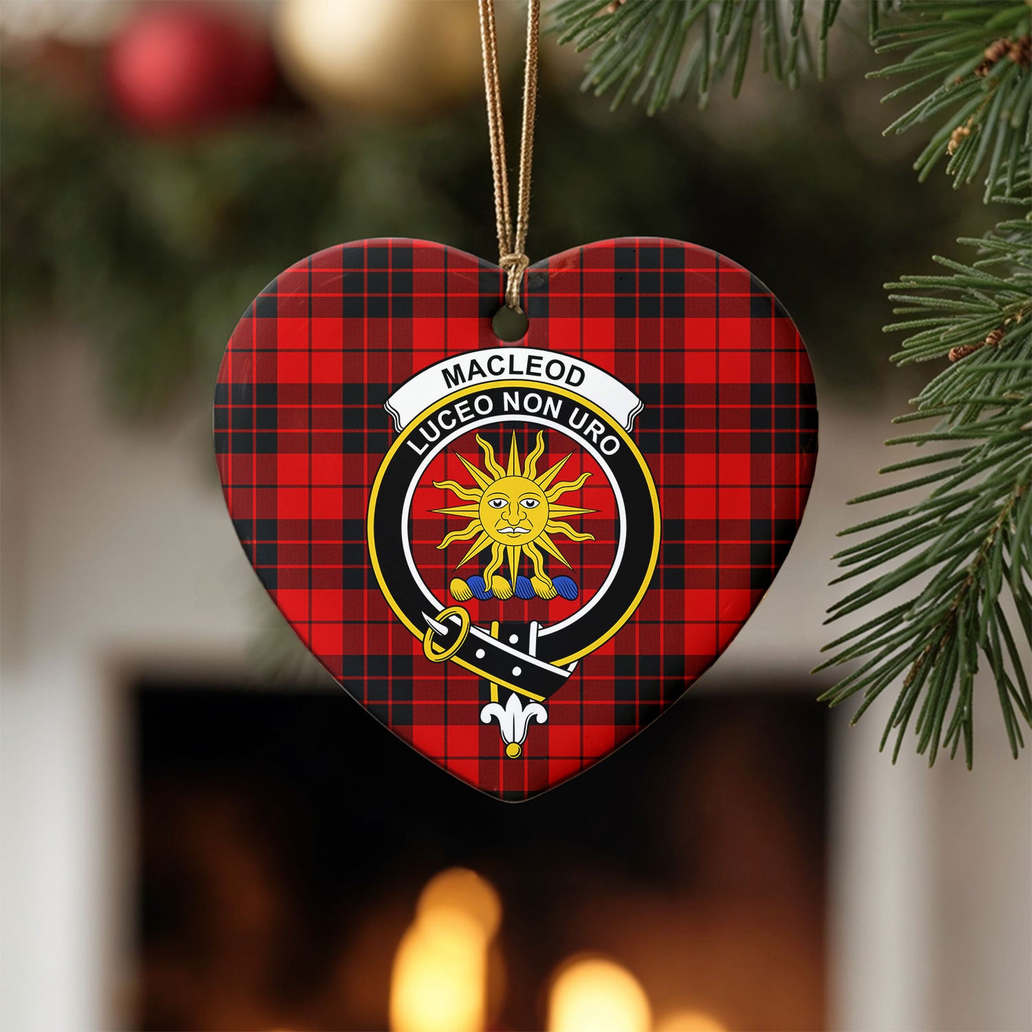 MacLeod of Raasay Tartan Crest Christmas Ceramic Ornament