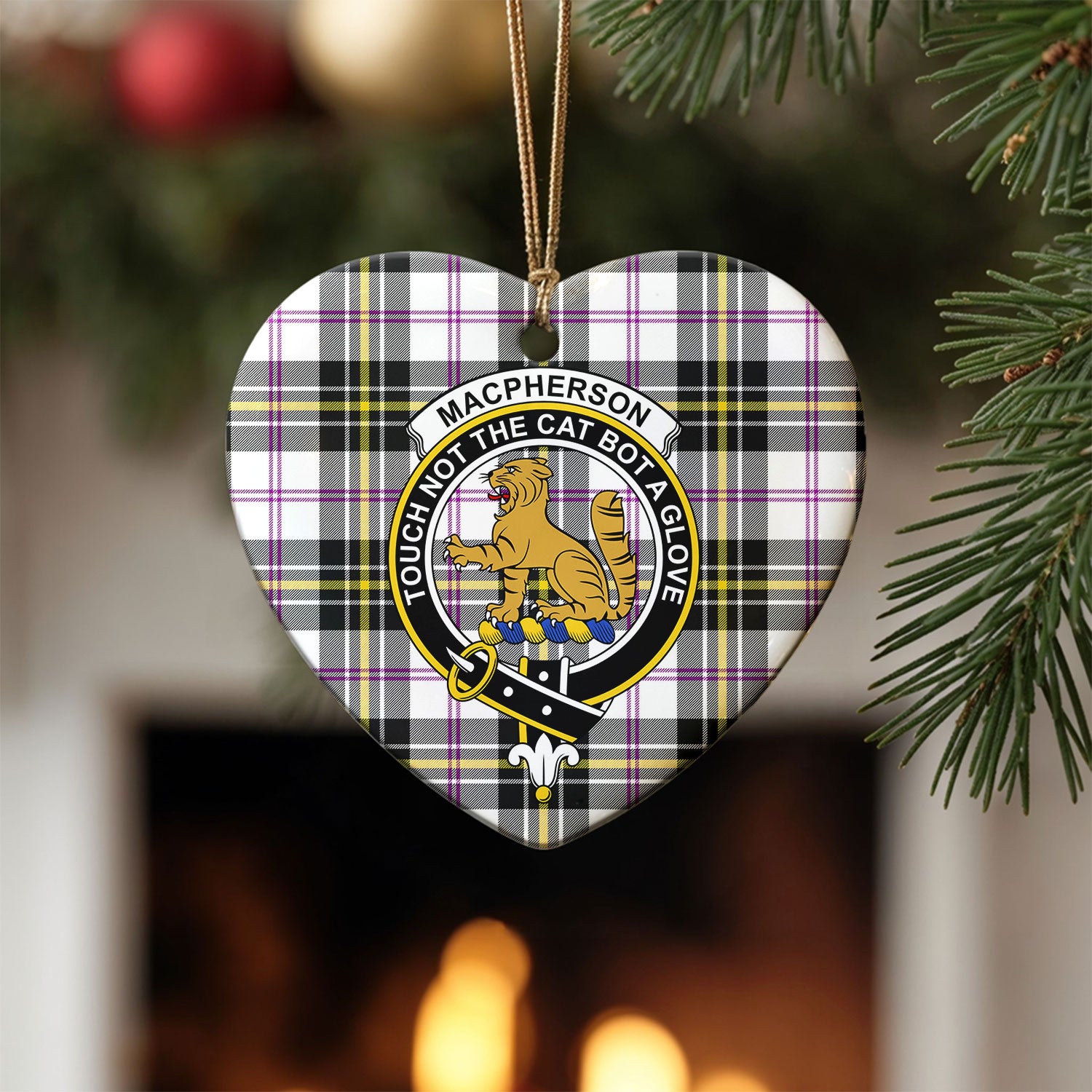 MacPherson Dress Modern Tartan Crest Christmas Ceramic Ornament