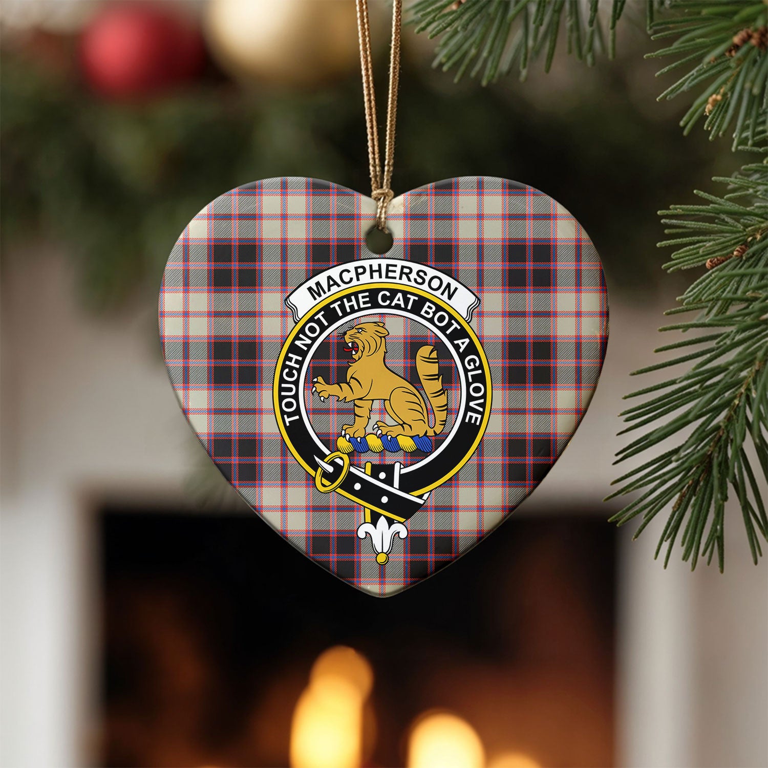 MacPherson Hunting Ancient Tartan Crest Christmas Ceramic Ornament
