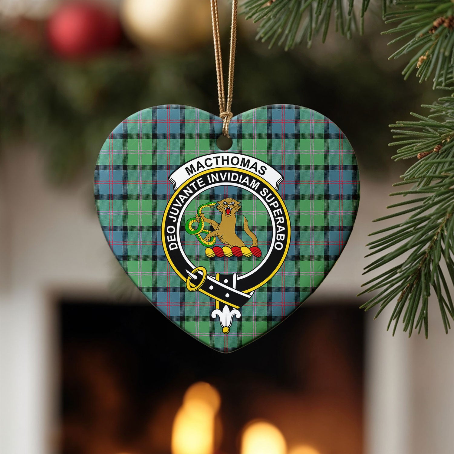 MacThomas Ancient Tartan Crest Christmas Ceramic Ornament