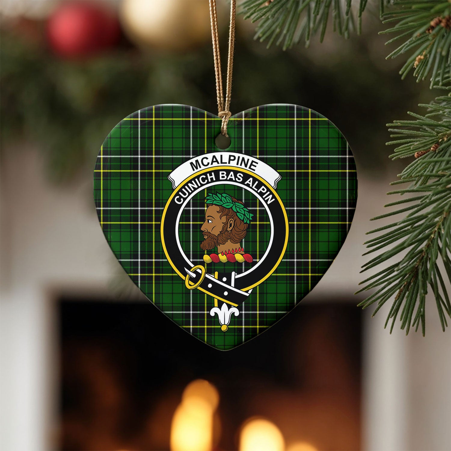 McAlpine Modern Tartan Crest Christmas Ceramic Ornament