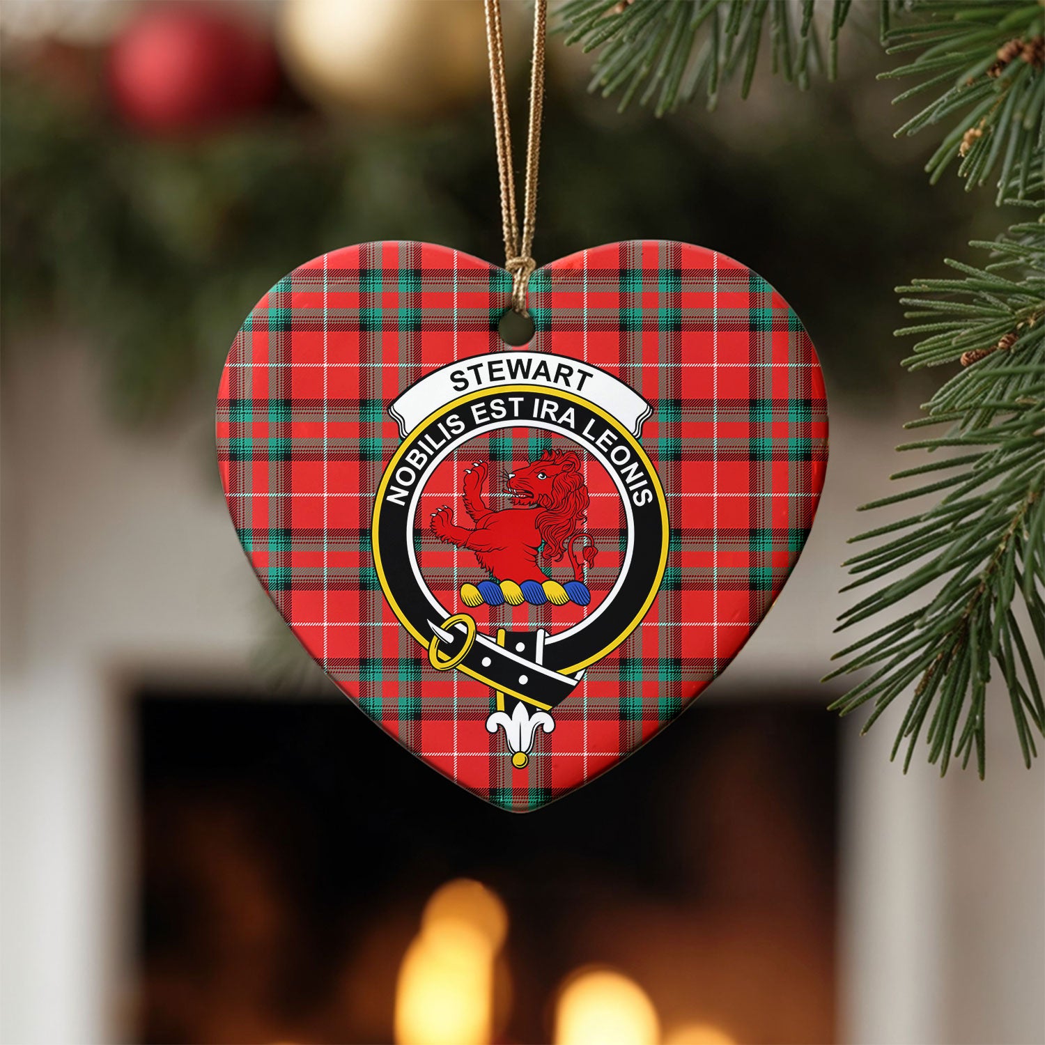 Stewart (Stuart) of Bute Tartan Crest Christmas Ceramic Ornament