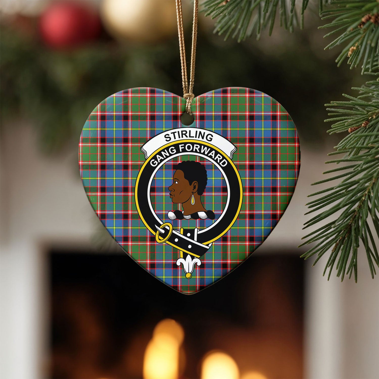 Stirling (of Keir) Tartan Crest Christmas Ceramic Ornament