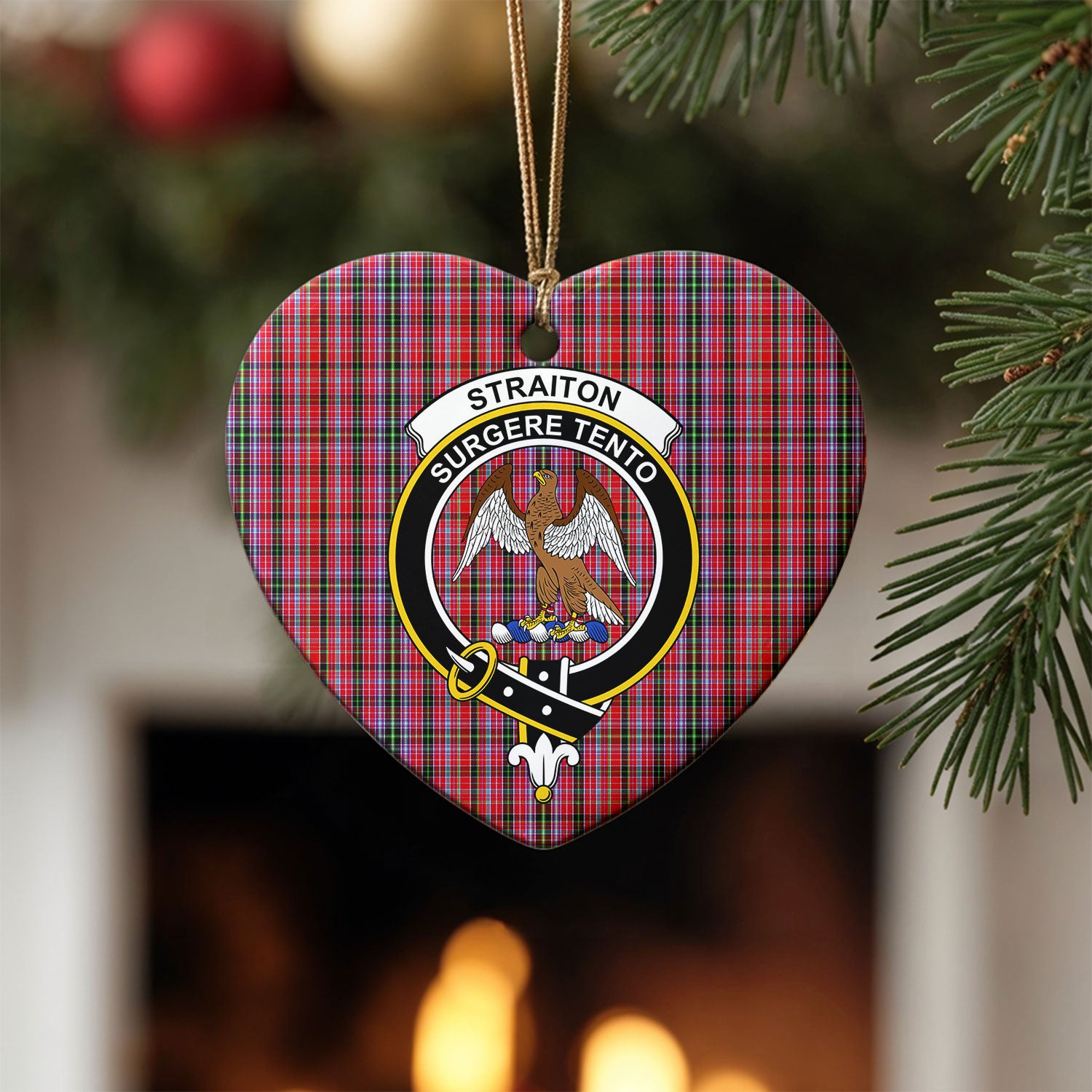 Straiton Tartan Crest Christmas Ceramic Ornament