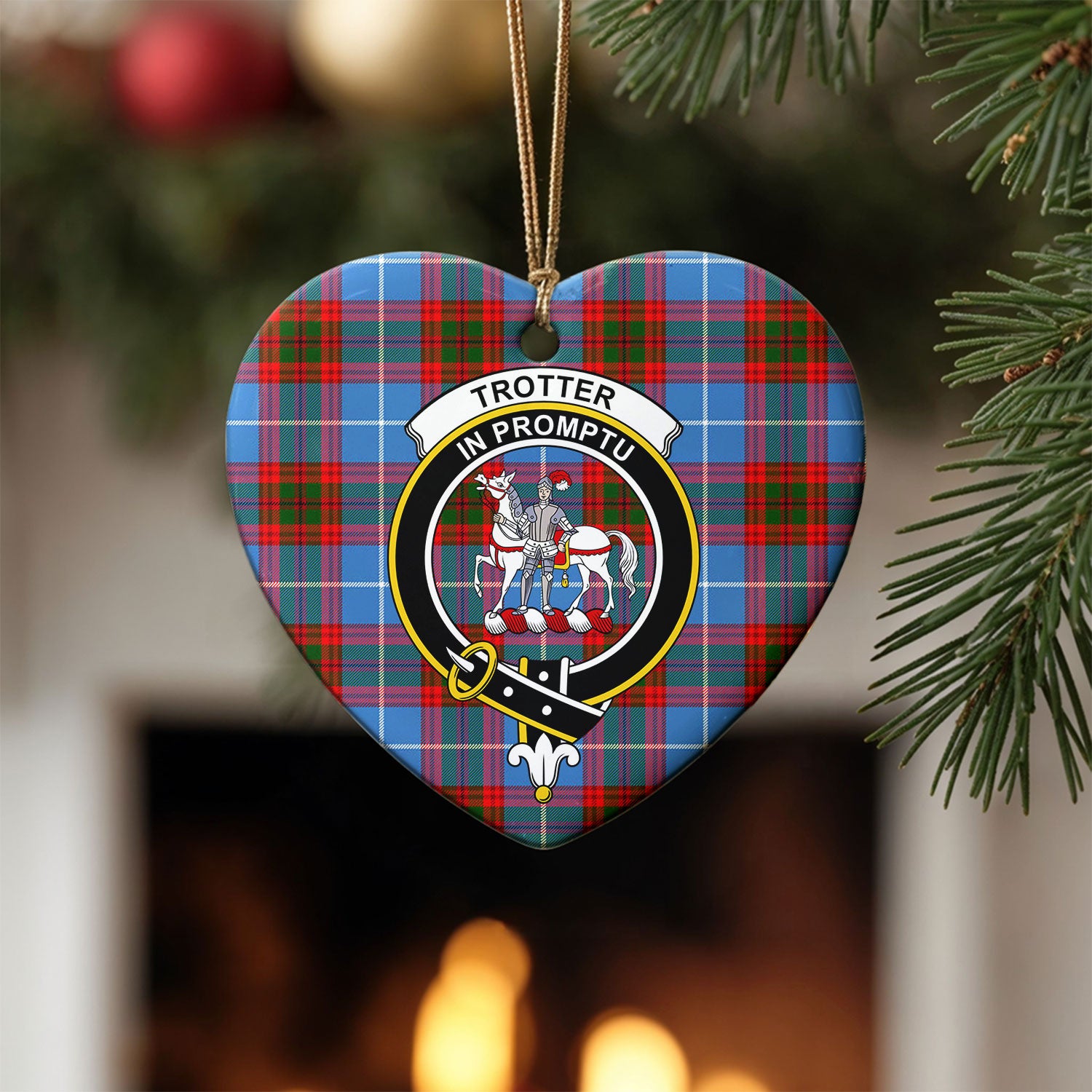 Trotter Tartan Crest Christmas Ceramic Ornament