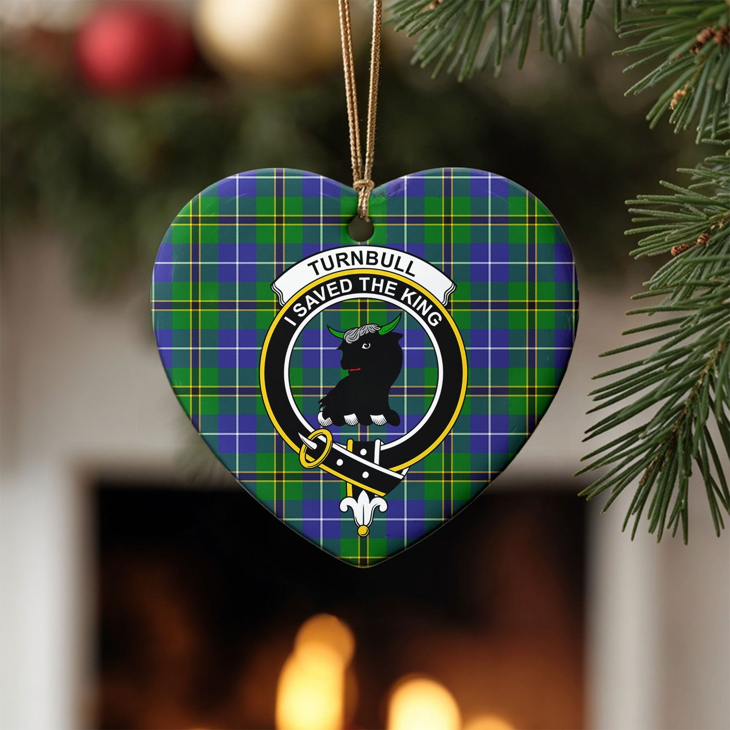 Turnbull Hunting Tartan Crest Christmas Ceramic Ornament