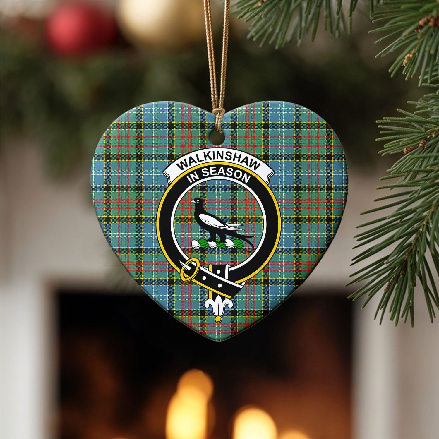 Walkinshaw Tartan Crest Christmas Ceramic Ornament