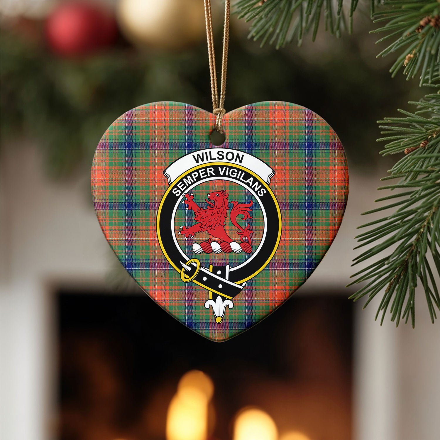 Wilson Ancient Tartan Crest Christmas Ceramic Ornament