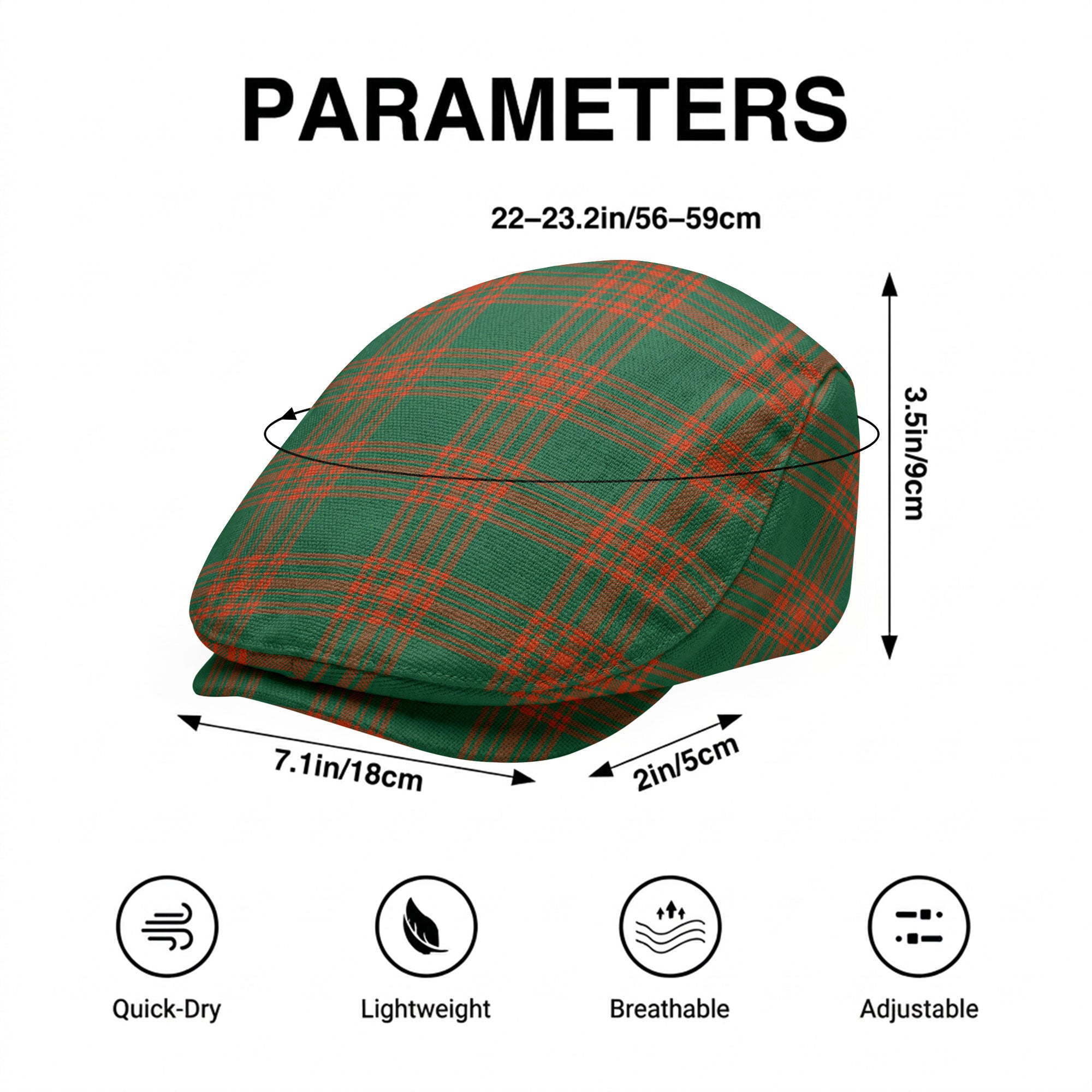 Menzies Green Ancient Tartan Flat Caps