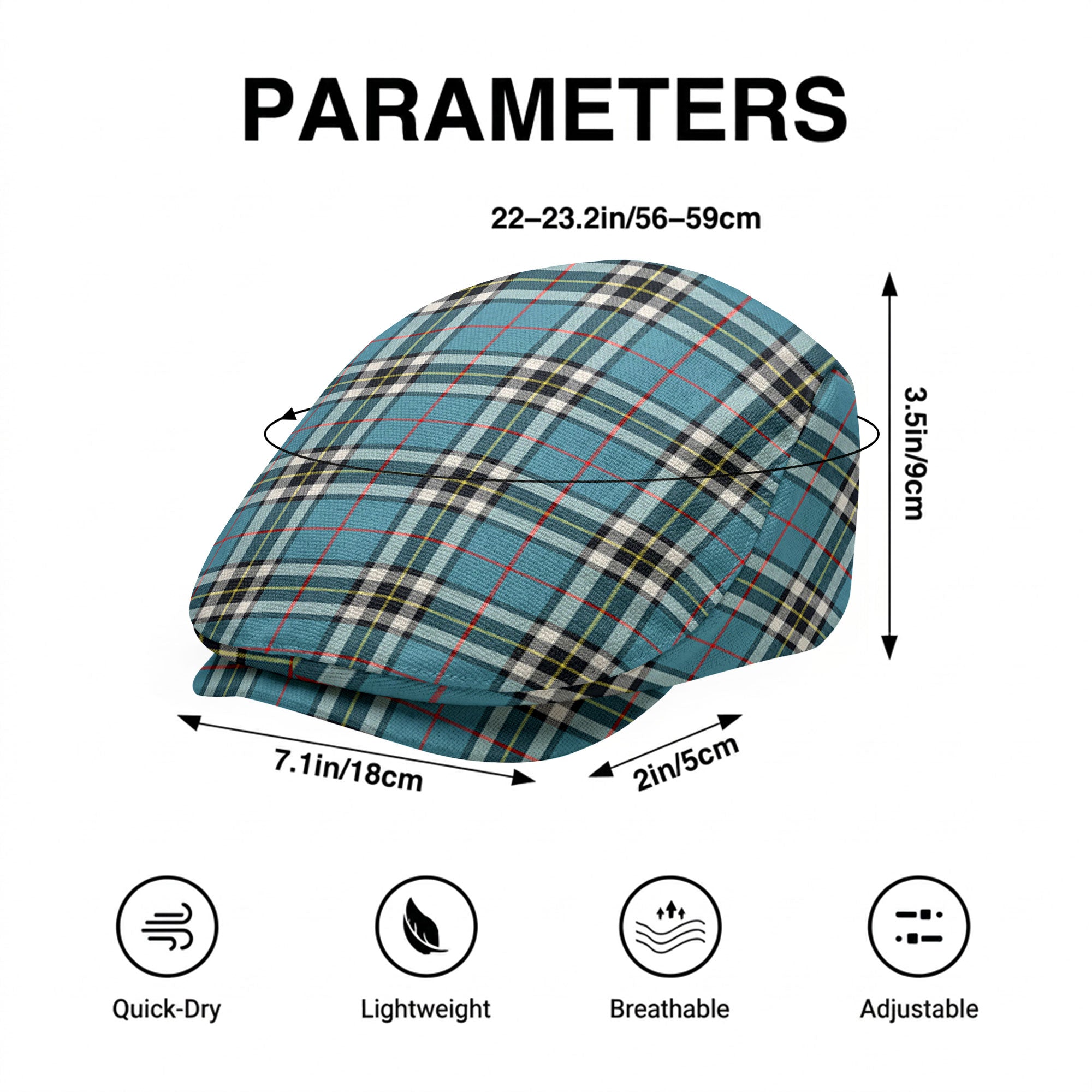 Thomson Blue Tartan Flat Caps