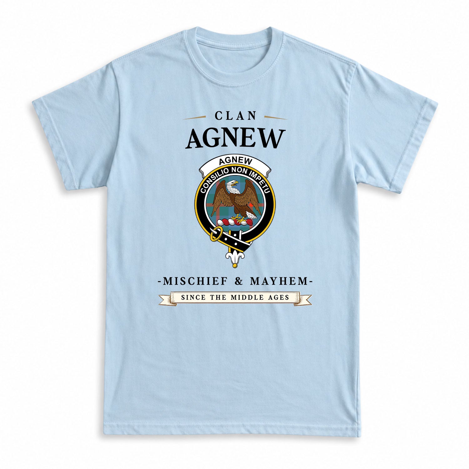 Agnew Ancient Tartan Crest Mischief and Mayhem T-shirt