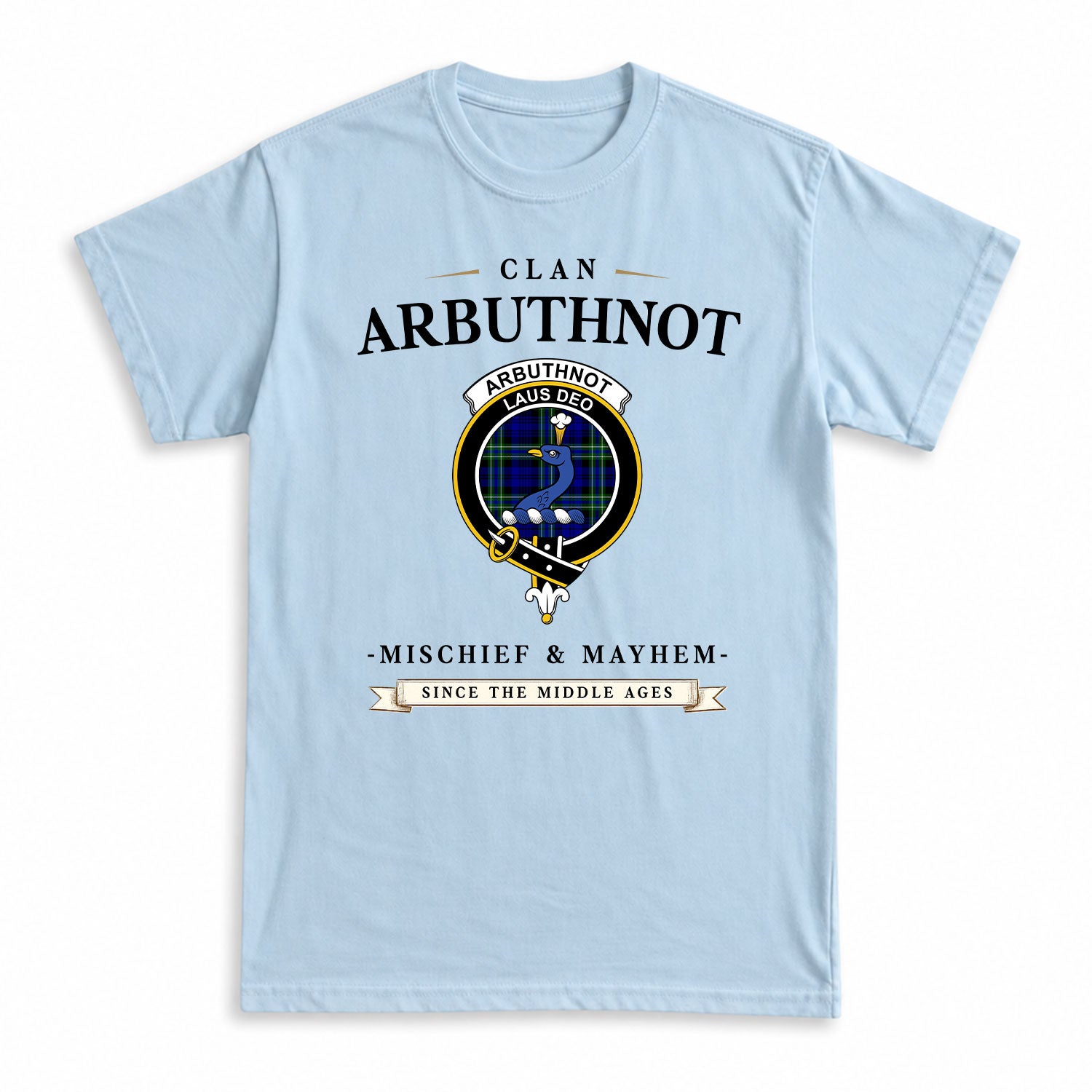 Arbuthnot Modern Tartan Crest Mischief and Mayhem T-shirt