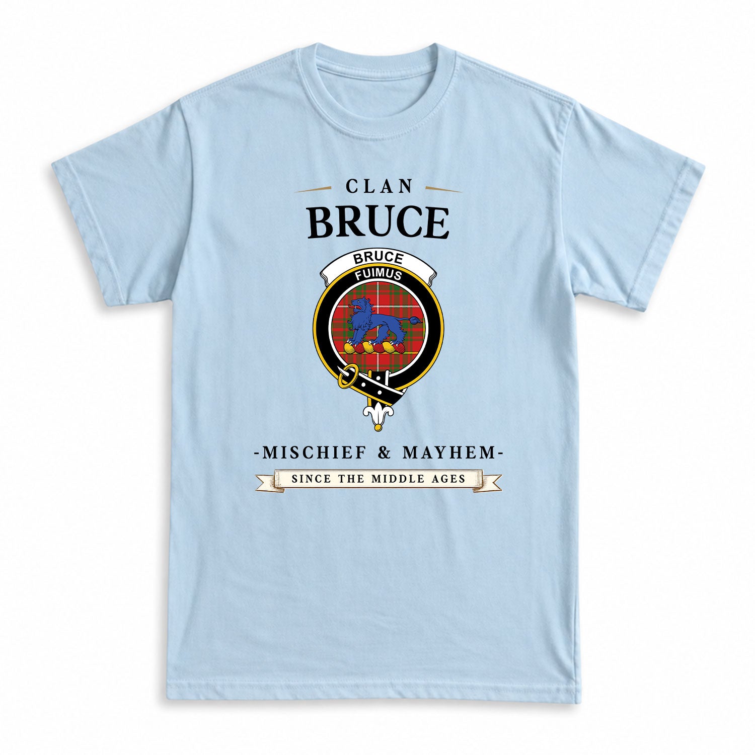 Bruce Modern Tartan Crest Mischief and Mayhem T-shirt