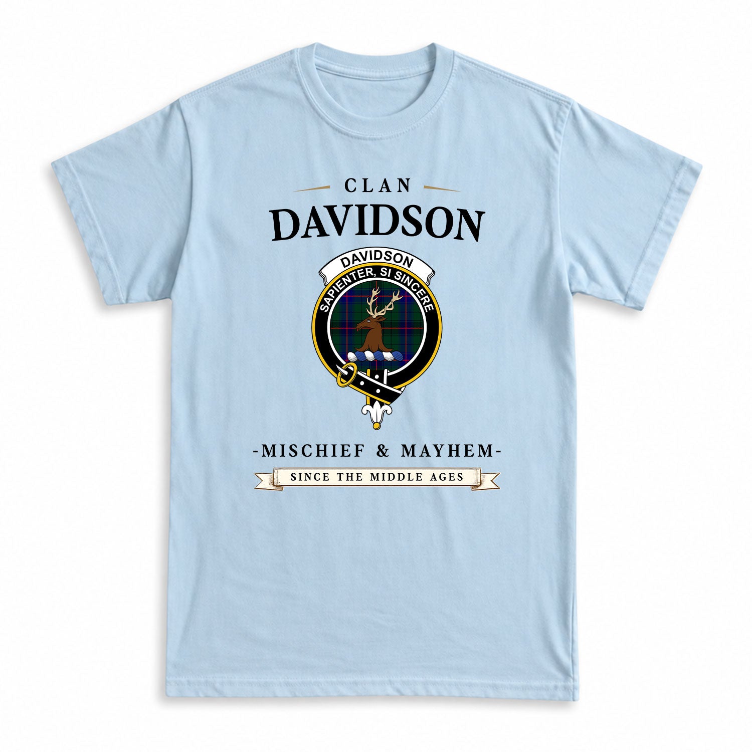 Davidson Modern Tartan Crest Mischief and Mayhem T-shirt