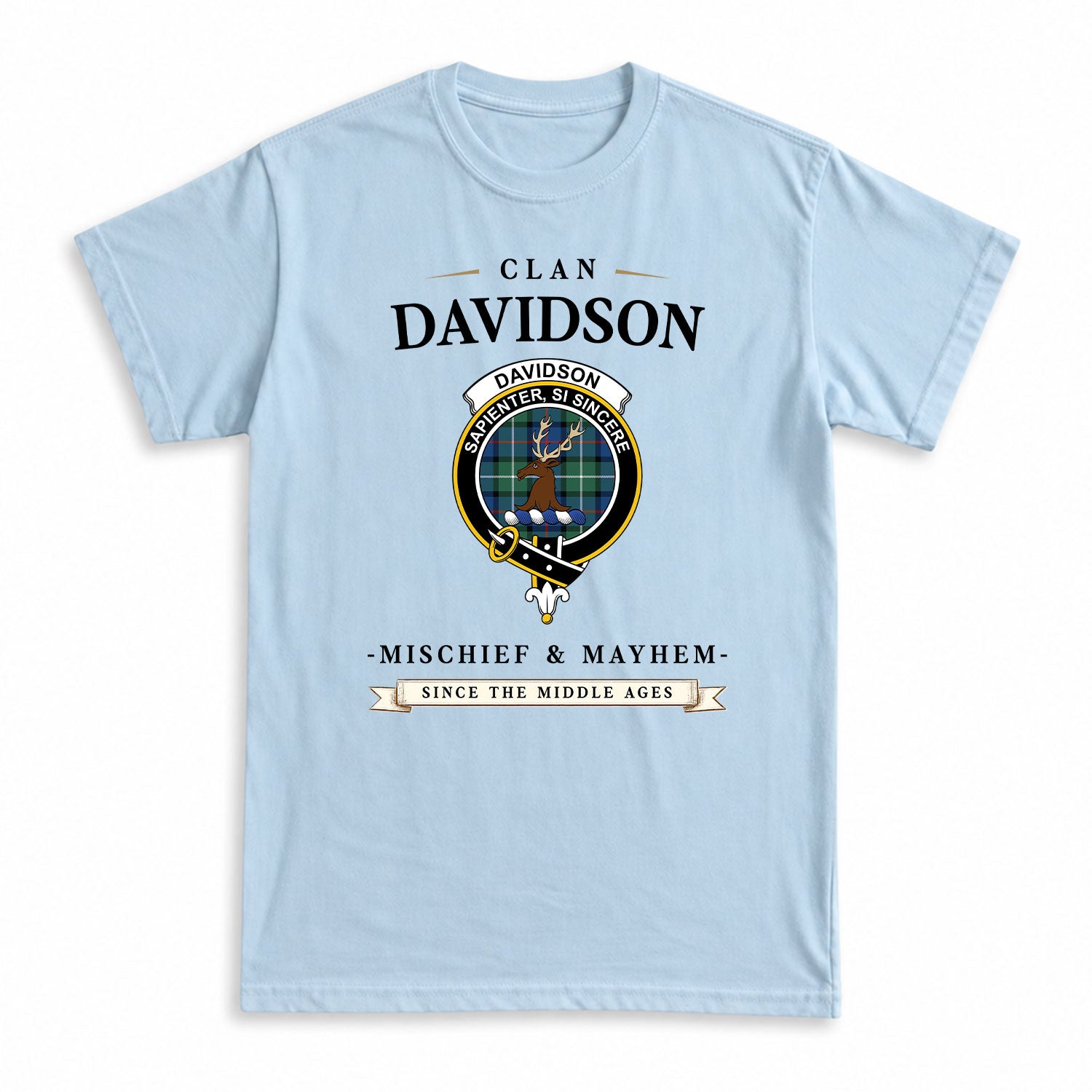Davidson of Tulloch Tartan Crest Mischief and Mayhem T-shirt