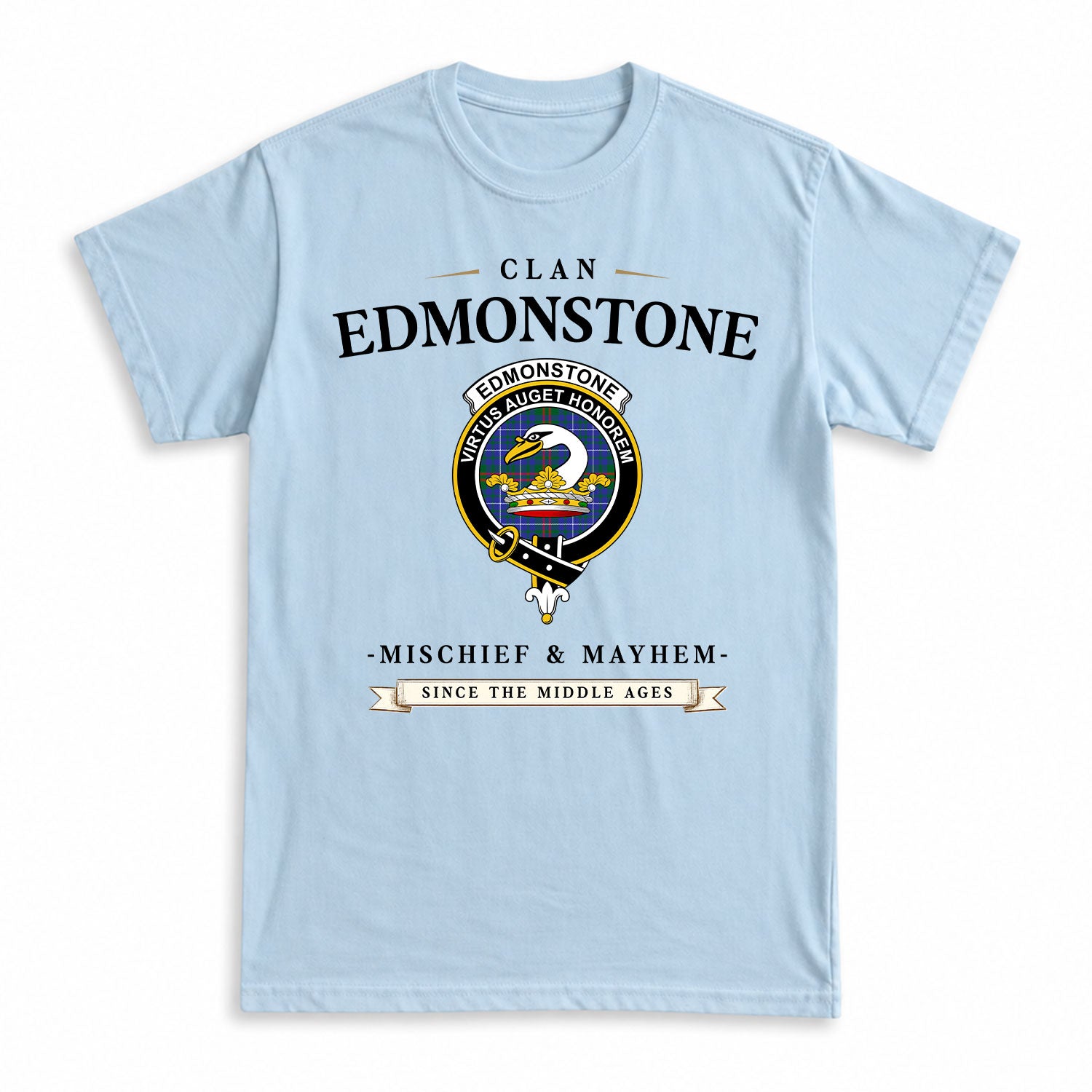 Edmonstone Tartan Crest Mischief and Mayhem T-shirt
