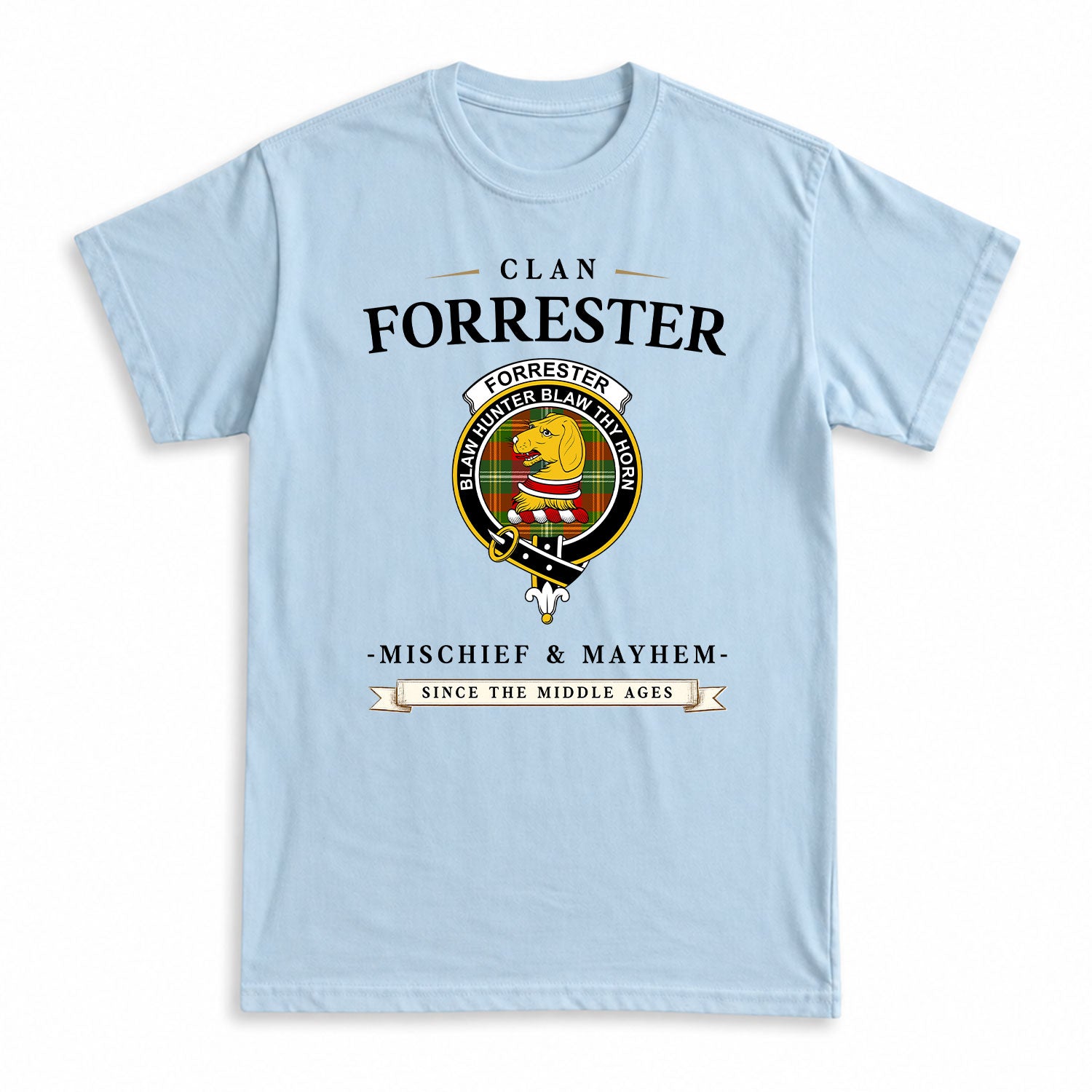 Forrester Tartan Crest Mischief and Mayhem T-shirt