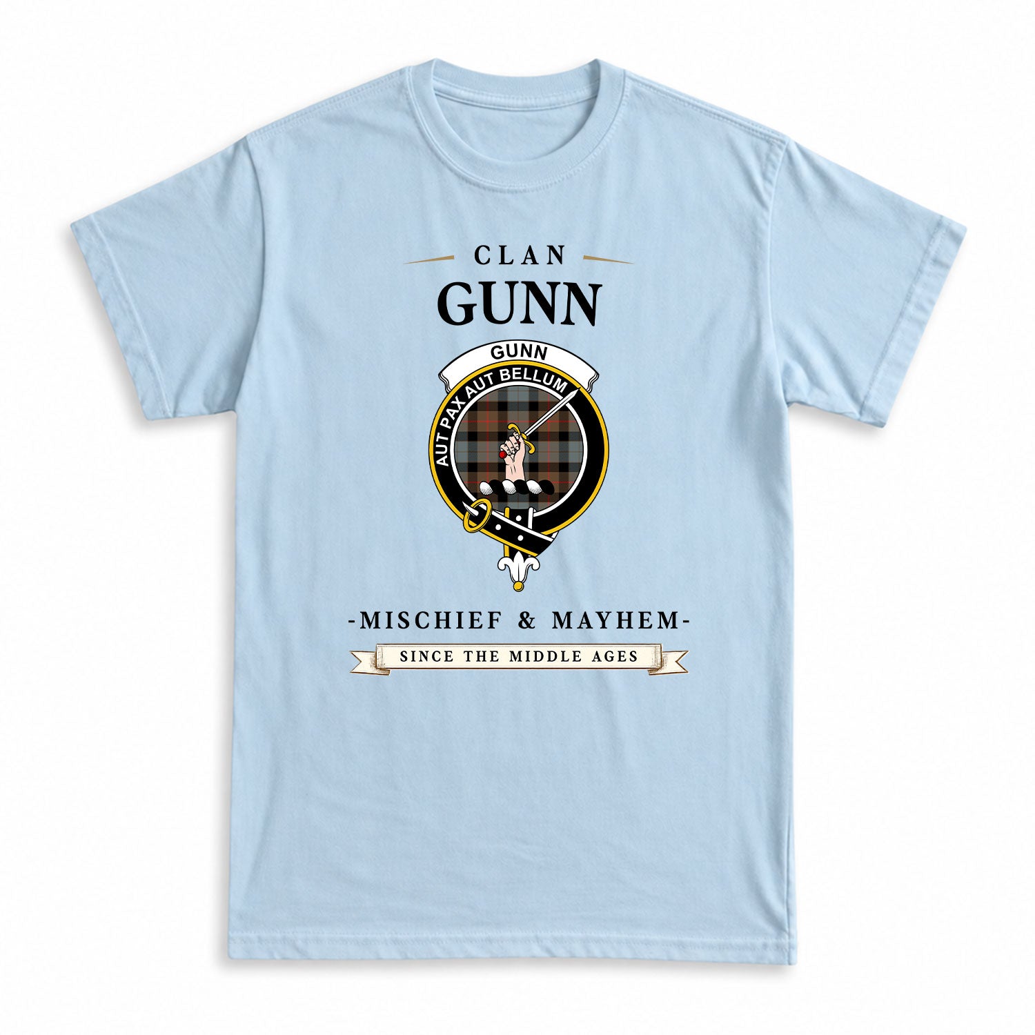Gunn Weathered Tartan Crest Mischief and Mayhem T-shirt