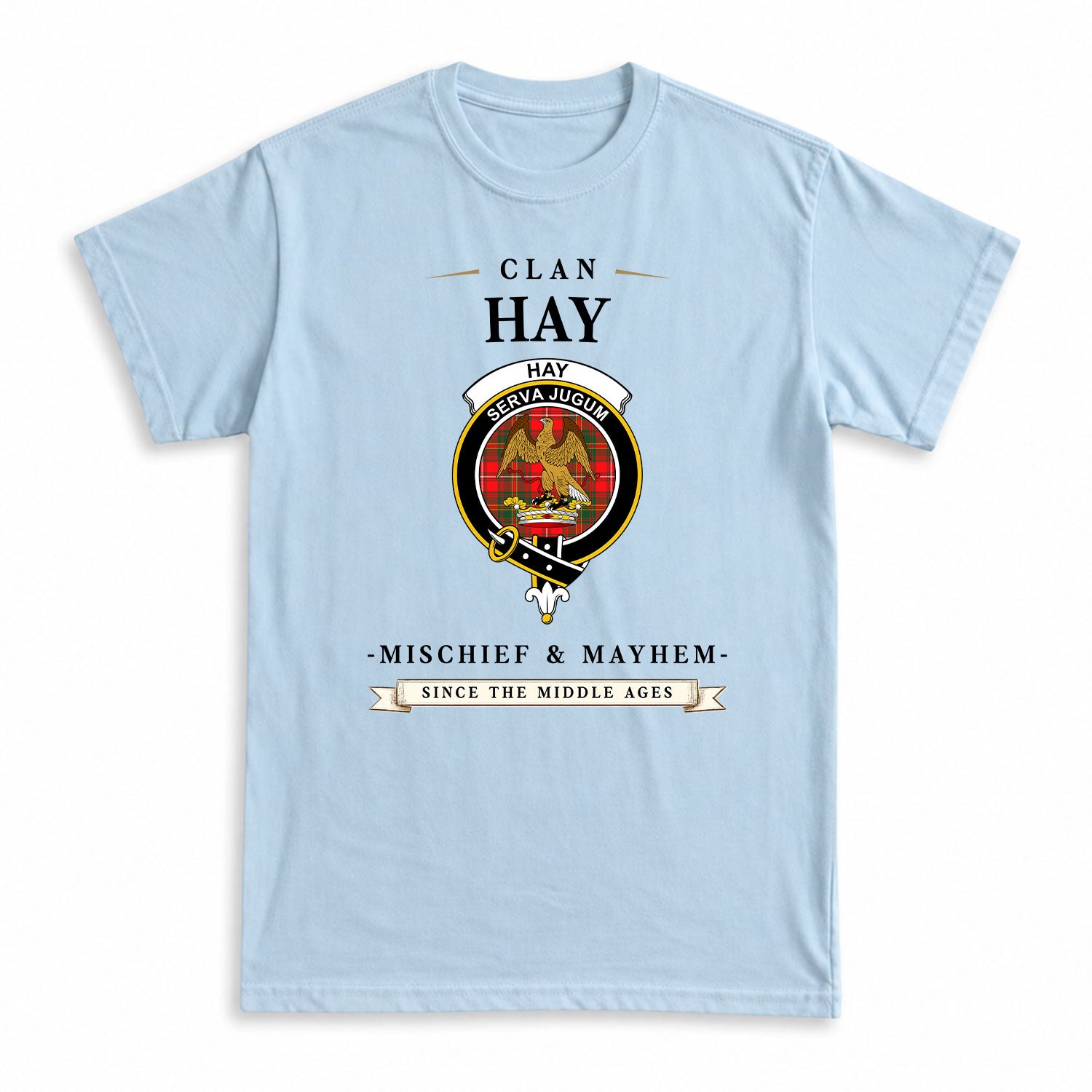 Hay Modern Tartan Crest Mischief and Mayhem T-shirt