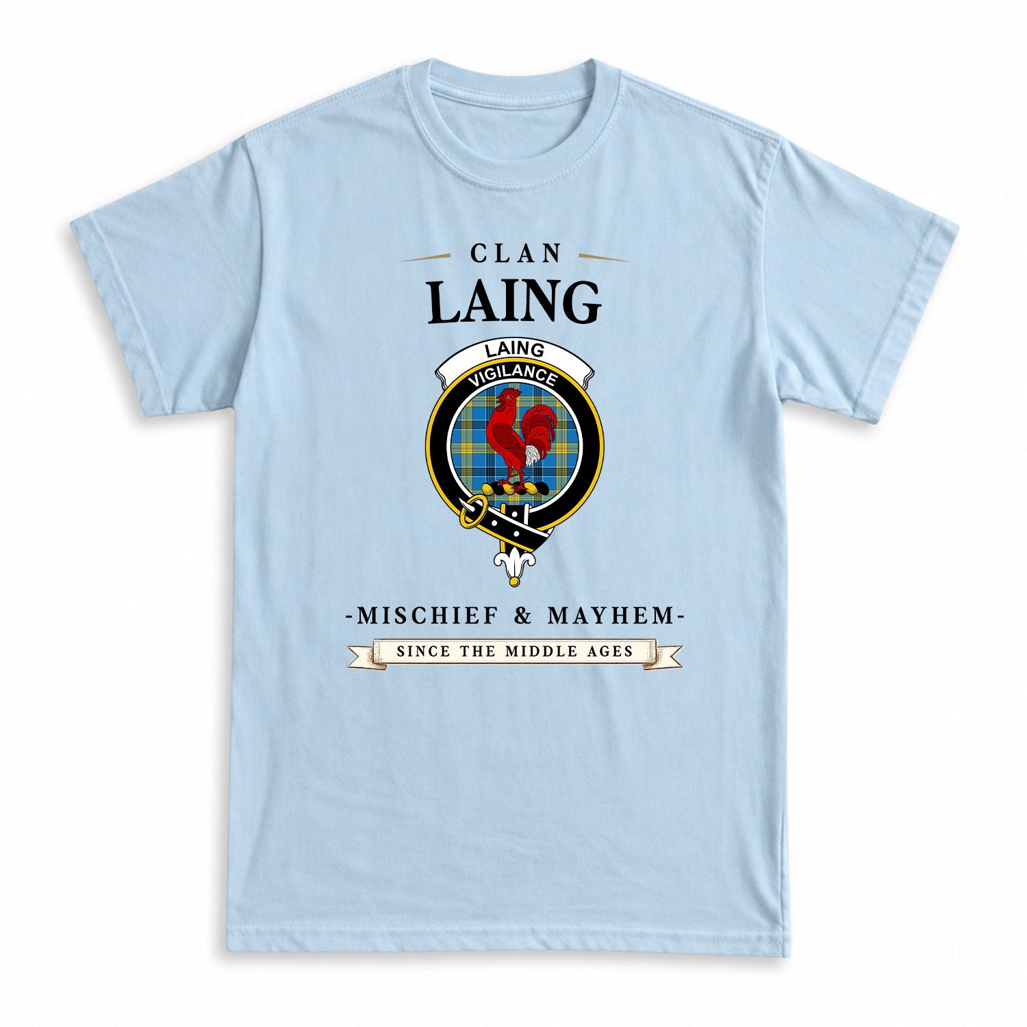 Laing Tartan Crest Mischief and Mayhem T-shirt