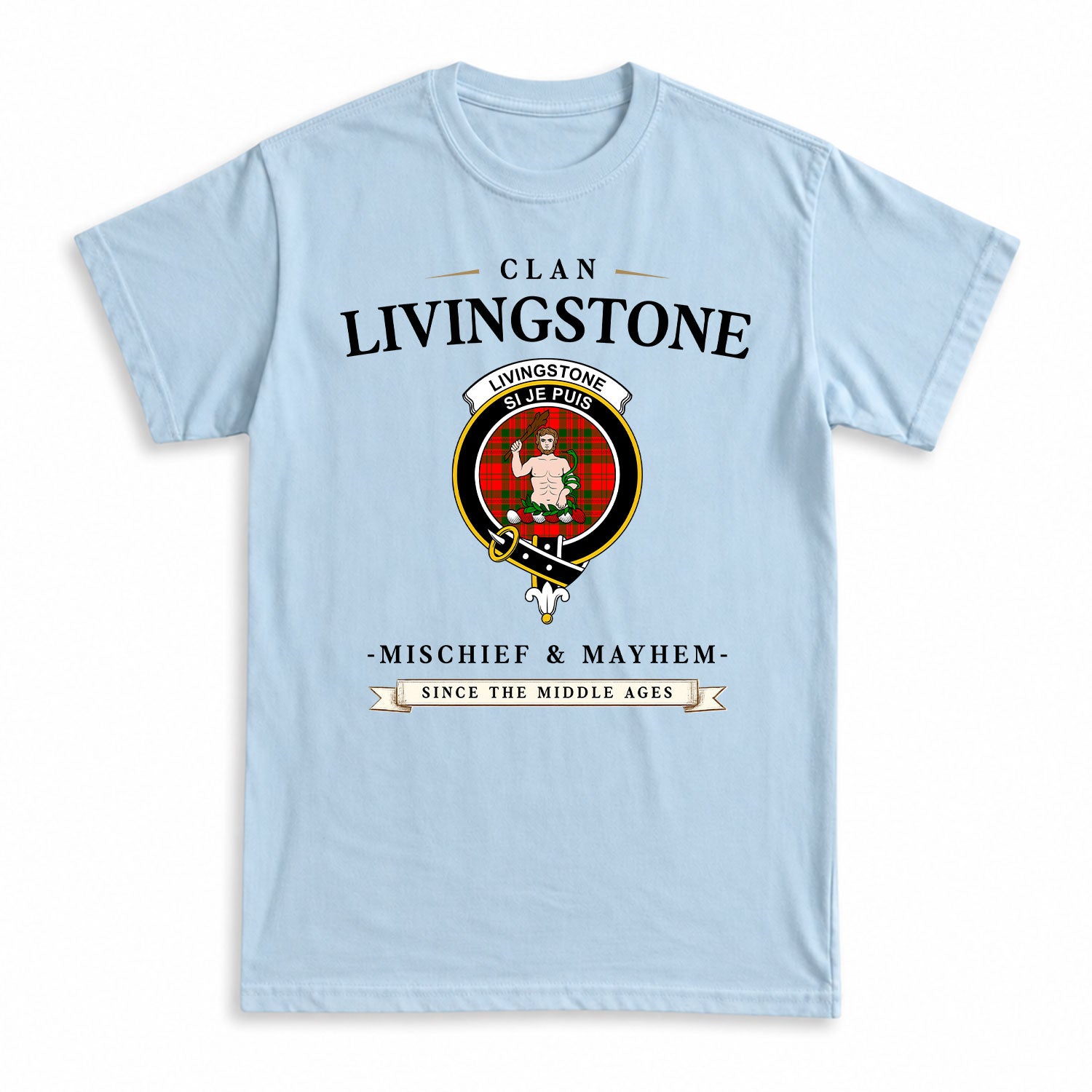 Livingstone Tartan Crest Mischief and Mayhem T-shirt