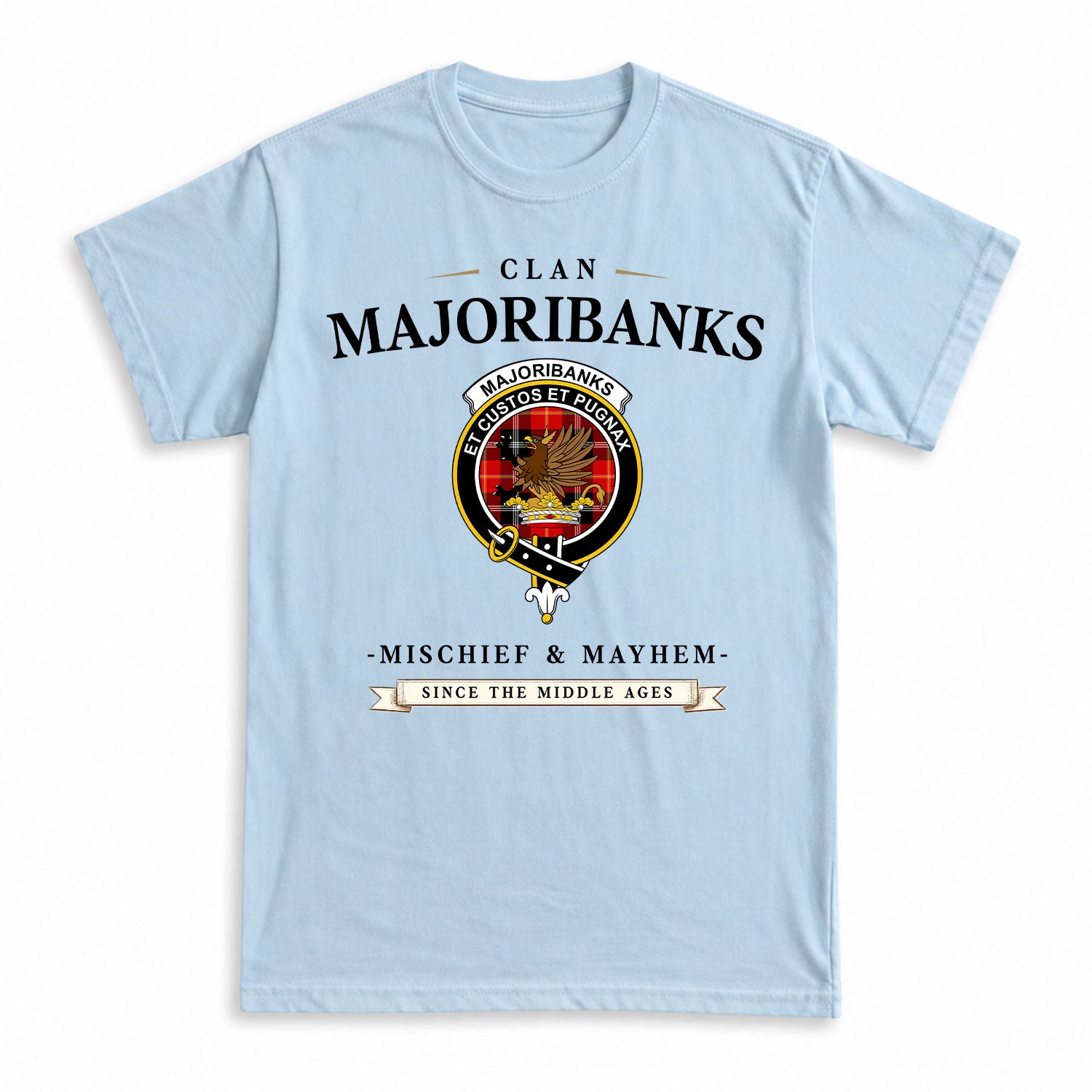 Majoribanks Tartan Crest Mischief and Mayhem T-shirt
