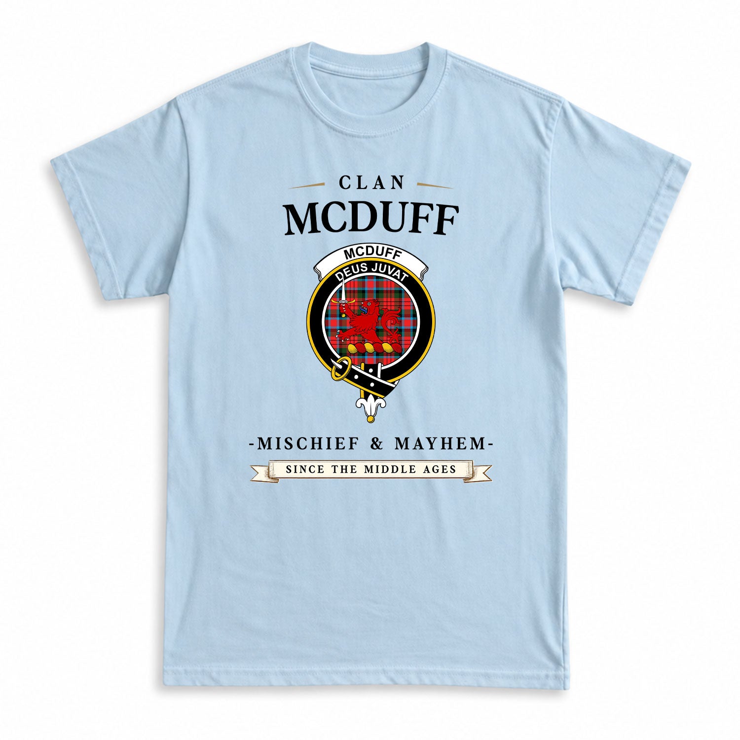 McDuff Modern Tartan Crest Mischief and Mayhem T-shirt