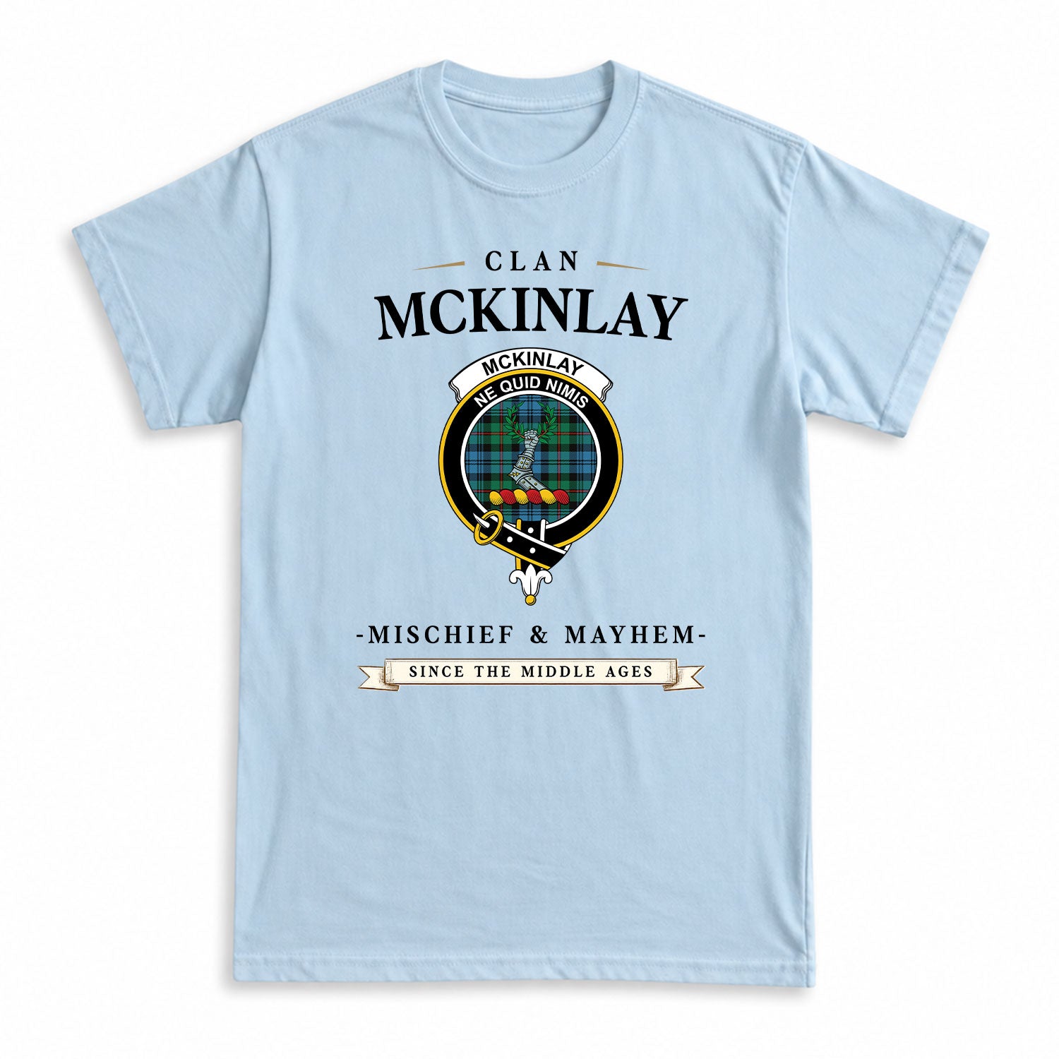 McKinlay Ancient Tartan Crest Mischief and Mayhem T-shirt
