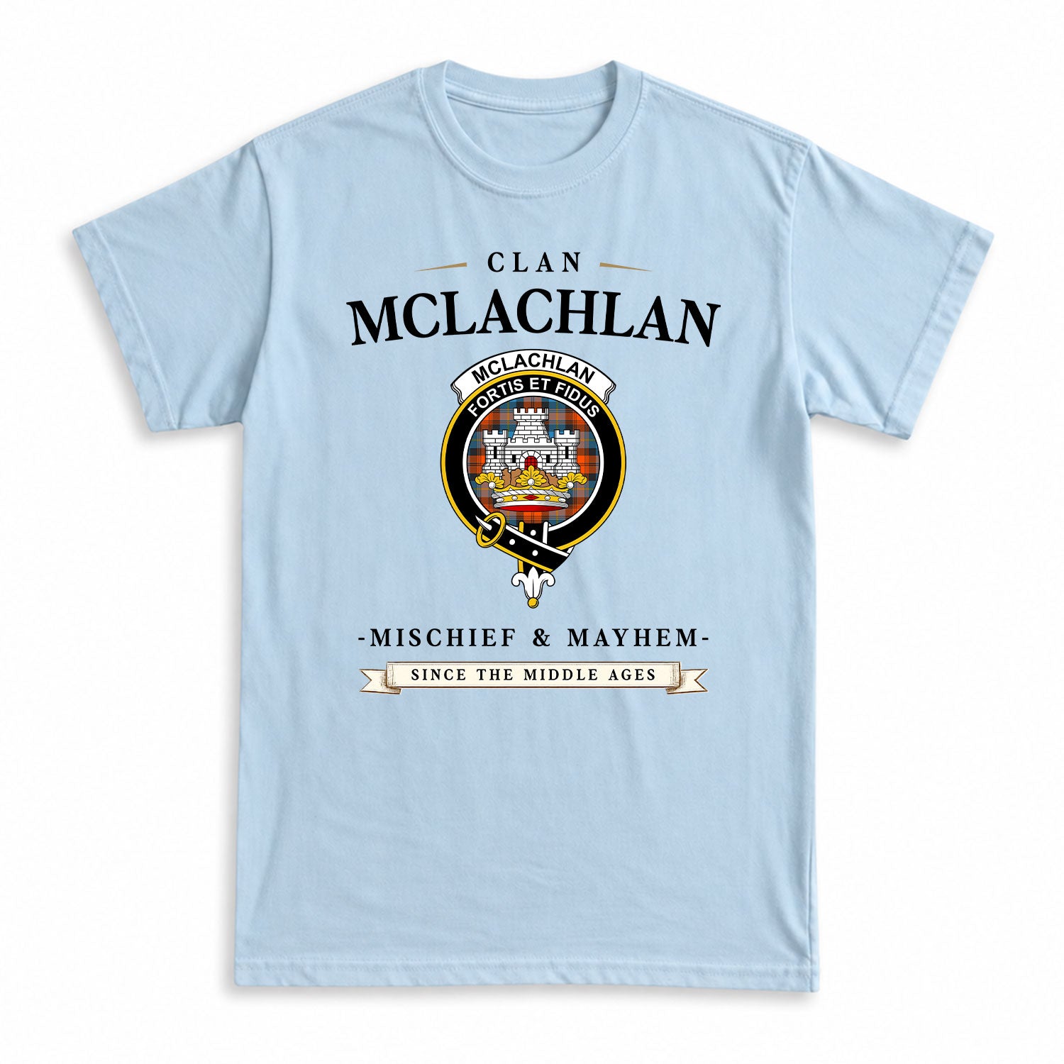McLachlan Ancient Tartan Crest Mischief and Mayhem T-shirt