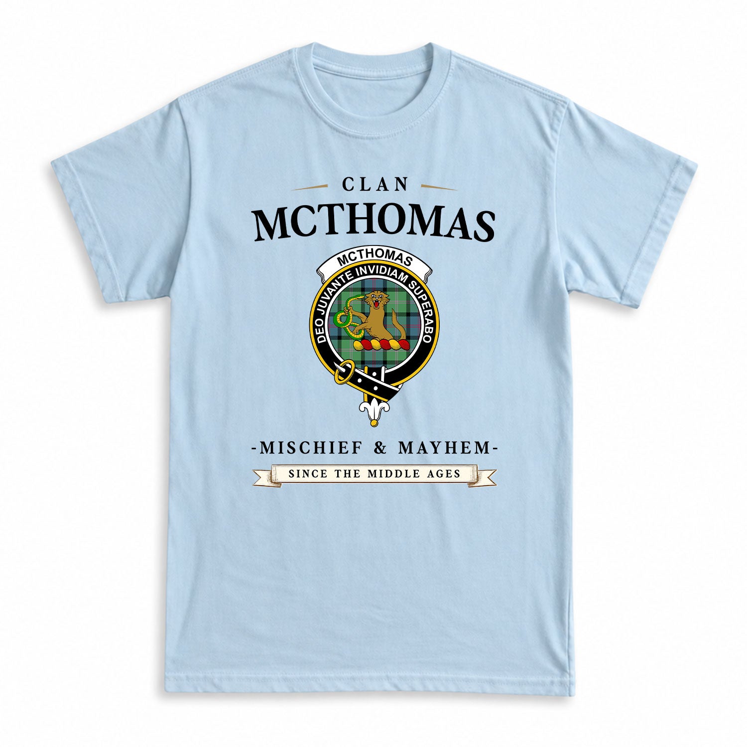 McThomas Ancient Tartan Crest Mischief and Mayhem T-shirt