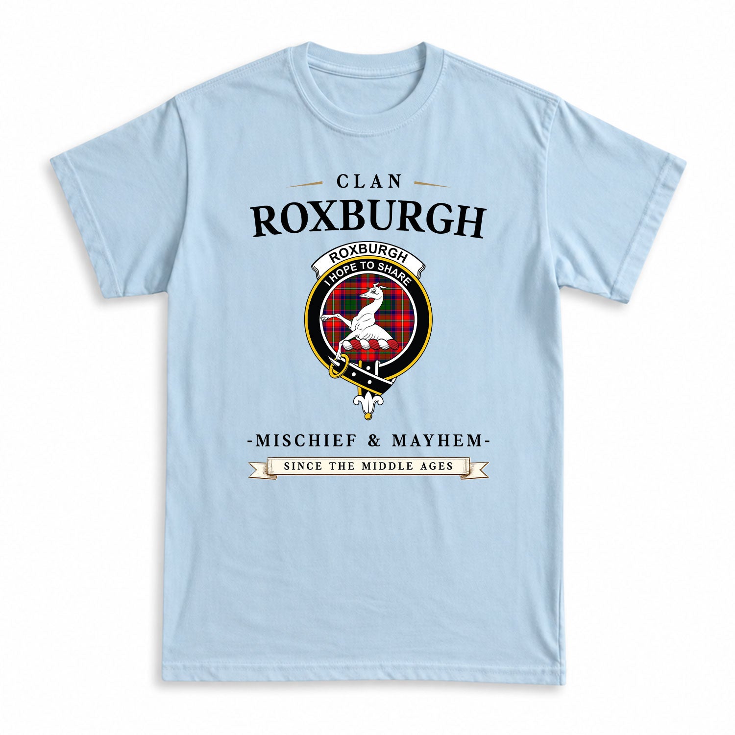 Roxburgh District Tartan Crest Mischief and Mayhem T-shirt