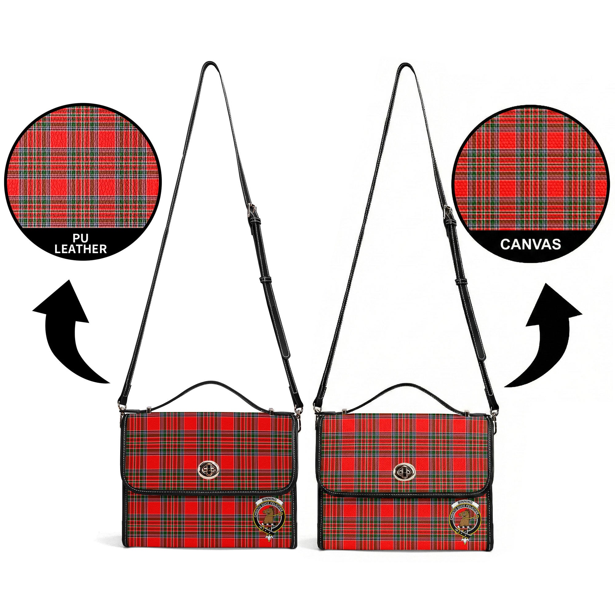 Binning (of Wallifoord) Tartan Crest Satchel Bag