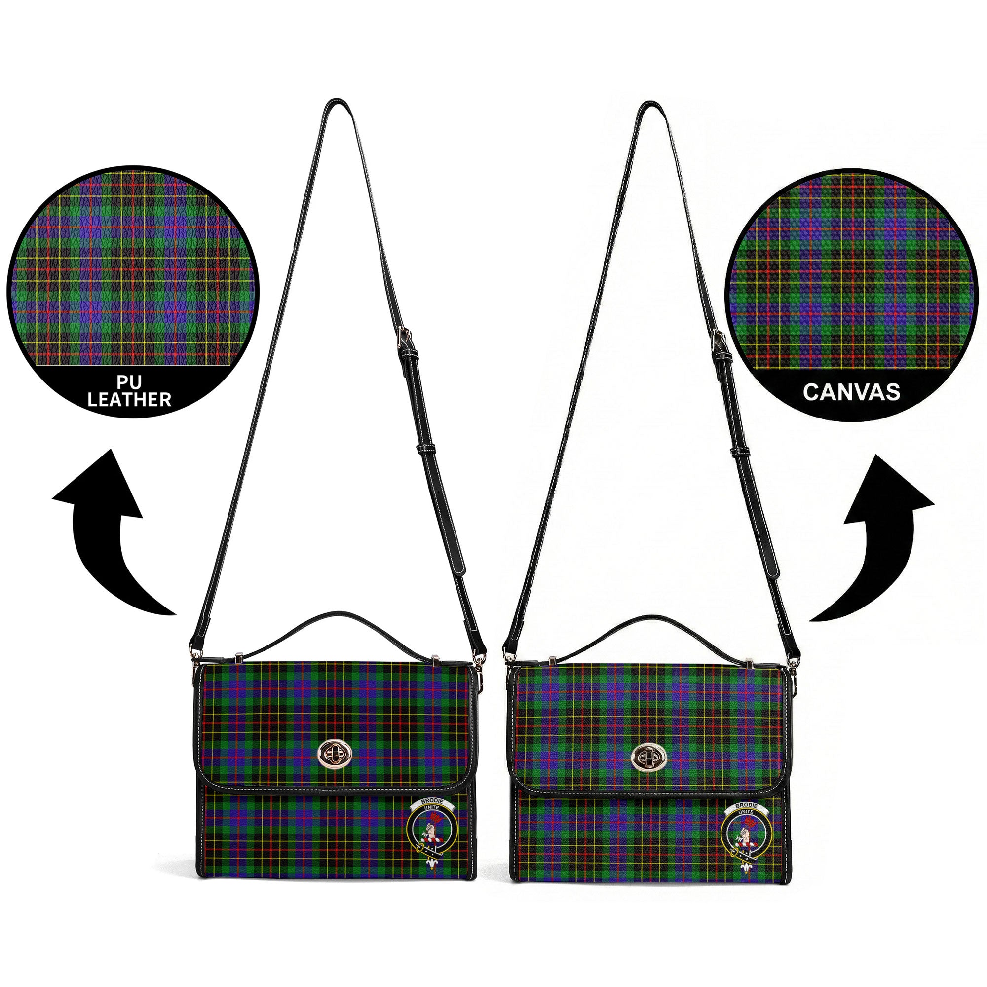 Brodie Hunting Modern Tartan Crest Satchel Bag