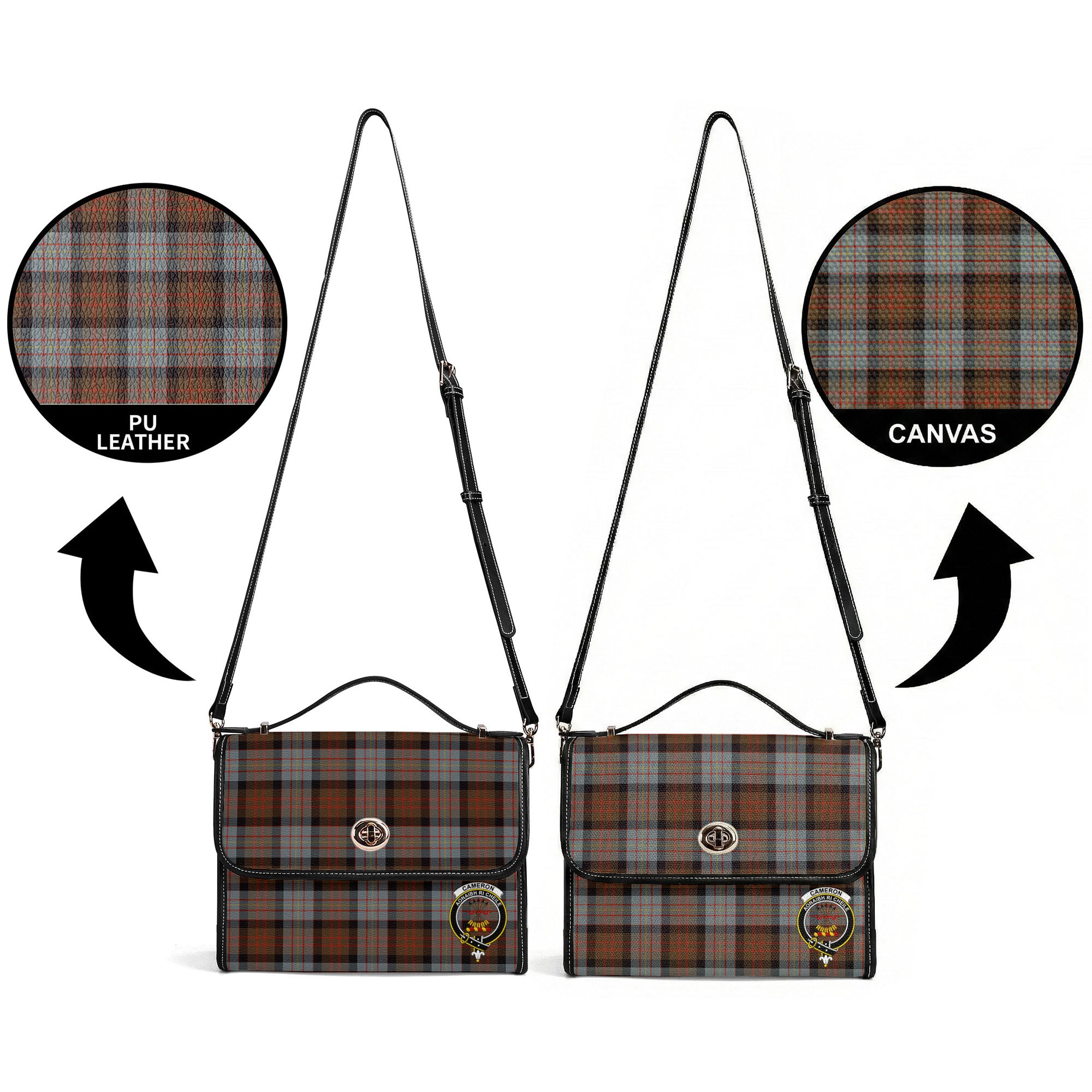 Cameron of Erracht Weathered Tartan Crest Satchel Bag