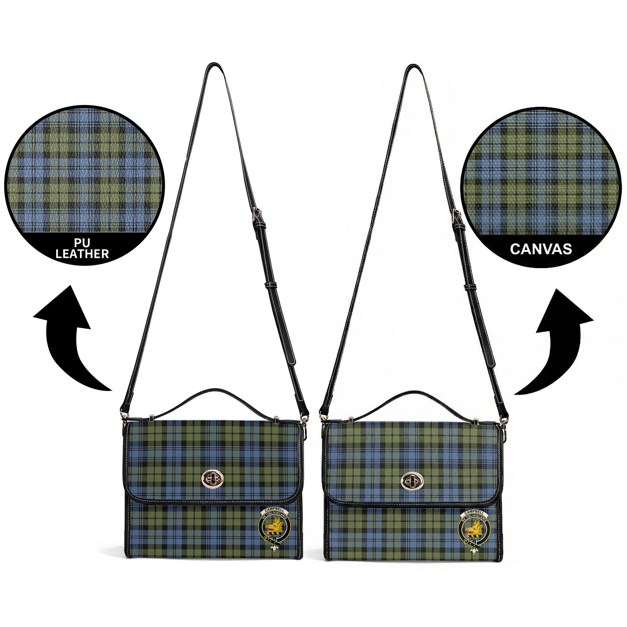 Campbell Faded Tartan Crest Satchel Bag