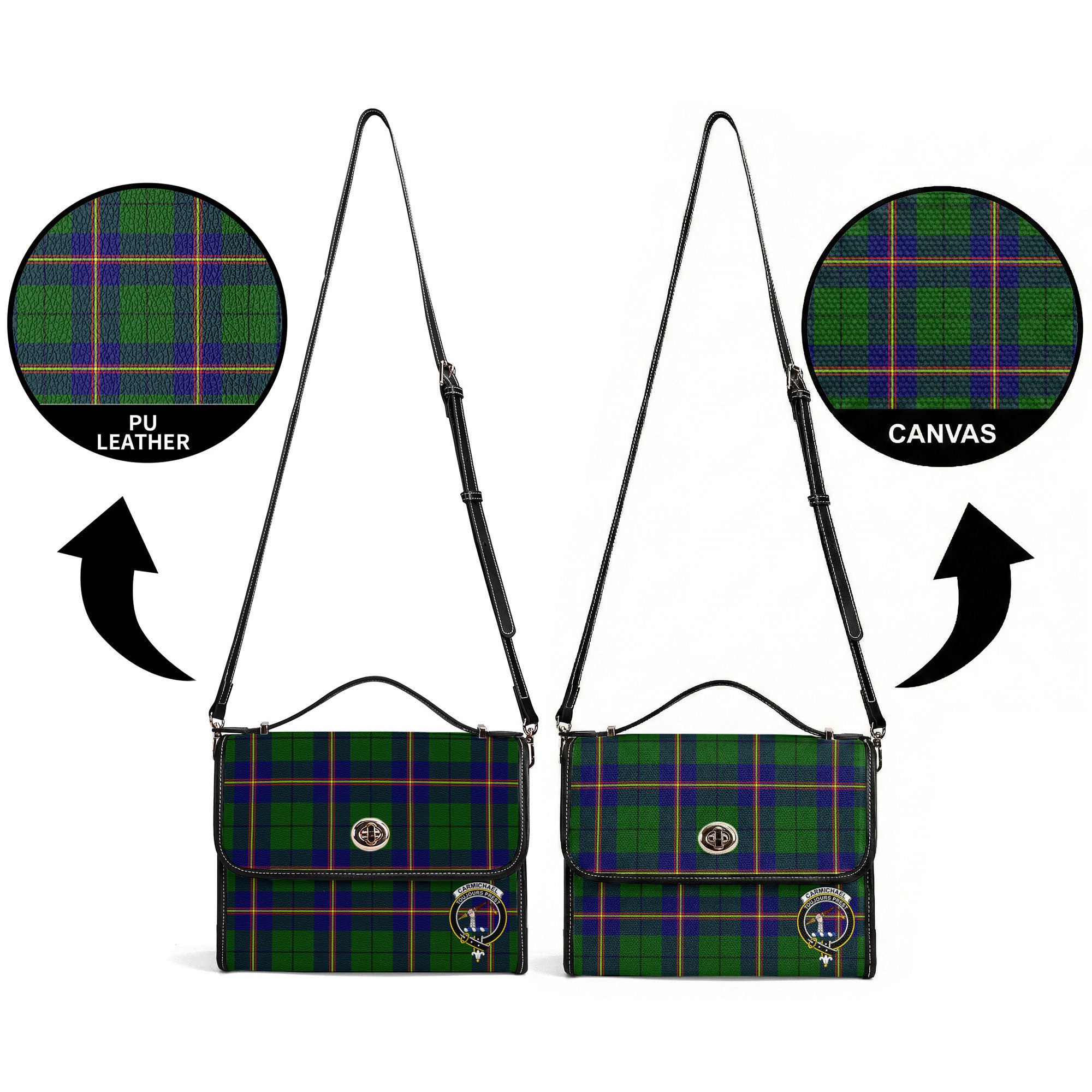 Carmichael Modern Tartan Crest Satchel Bag