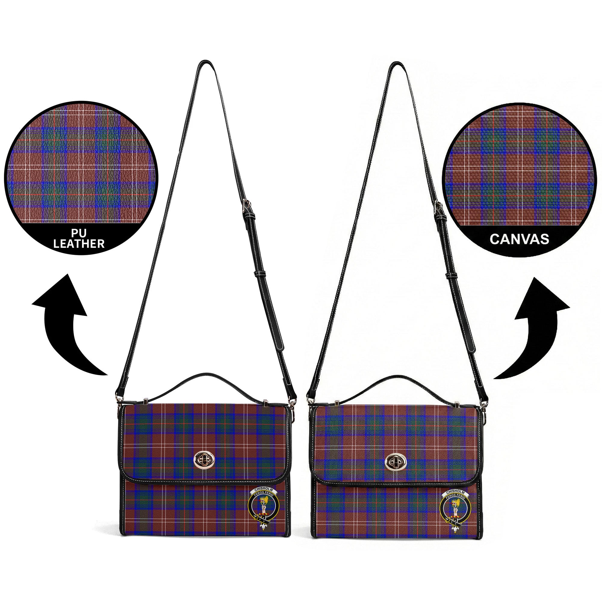 Chisholm Hunting Modern Tartan Crest Satchel Bag