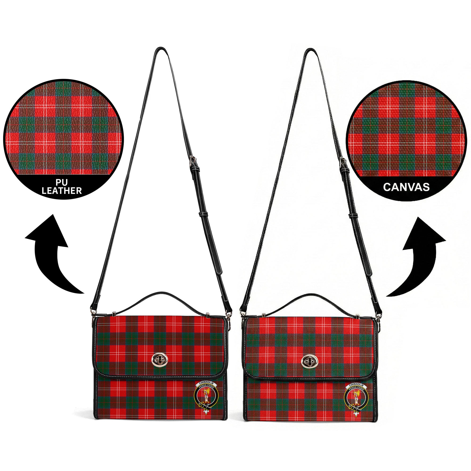 Chisholm Modern Tartan Crest Satchel Bag