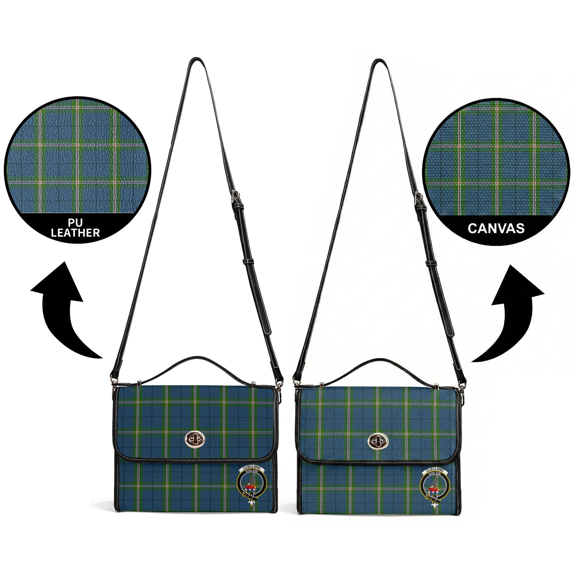 Clelland Tartan Crest Satchel Bag