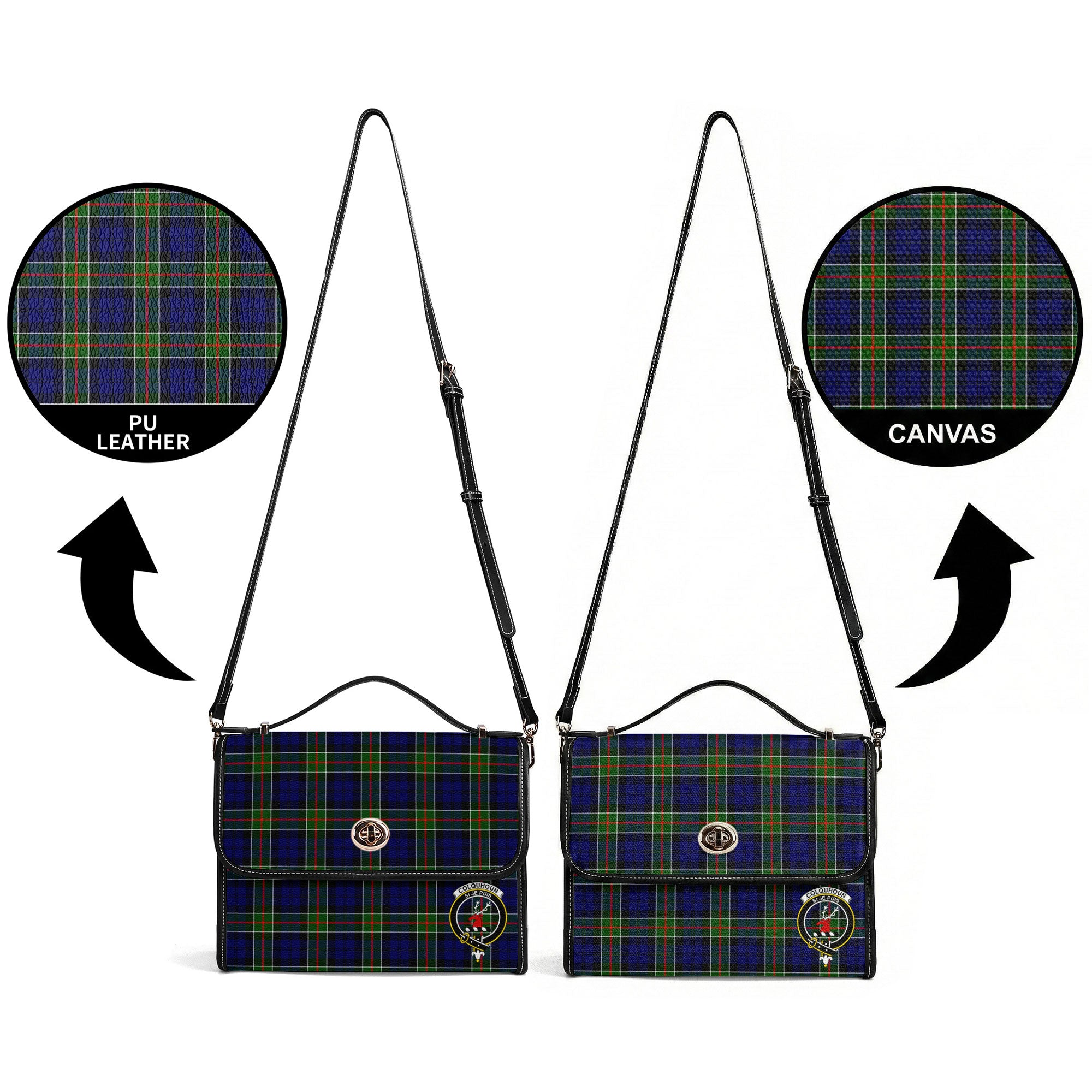 Colquhoun Modern Tartan Crest Satchel Bag