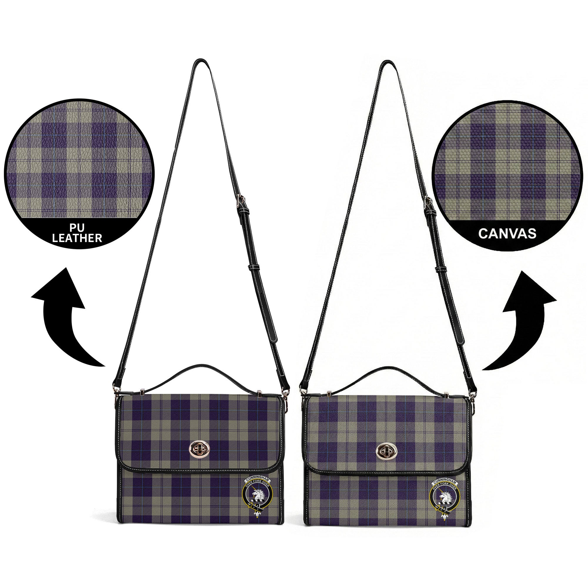 Cunningham Dress Blue Dancers Tartan Crest Satchel Bag