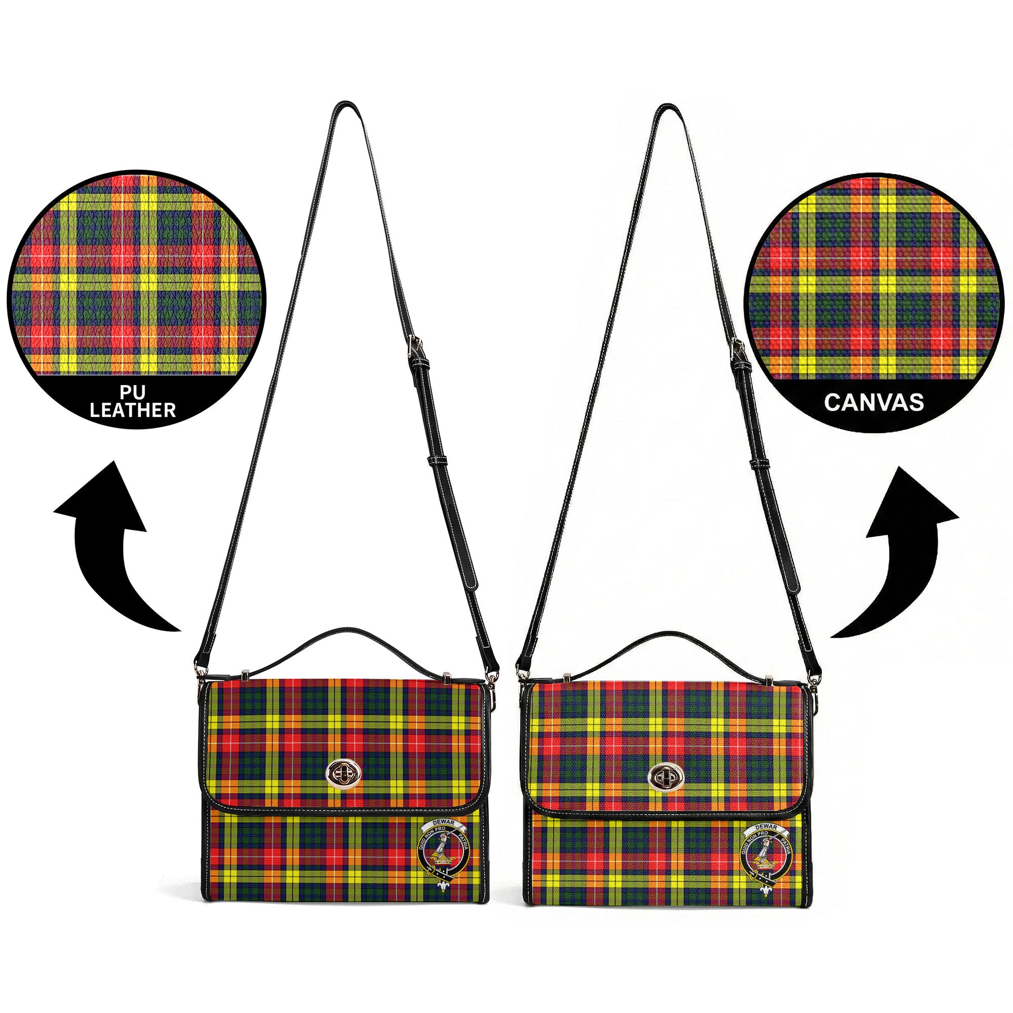 Dewar Tartan Crest Satchel Bag