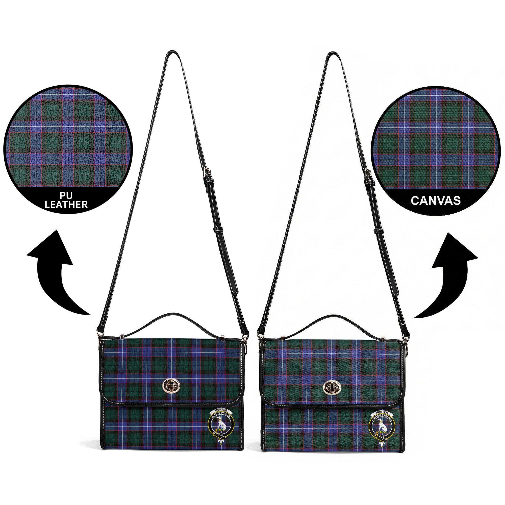 Hunter Modern Tartan Crest Satchel Bag