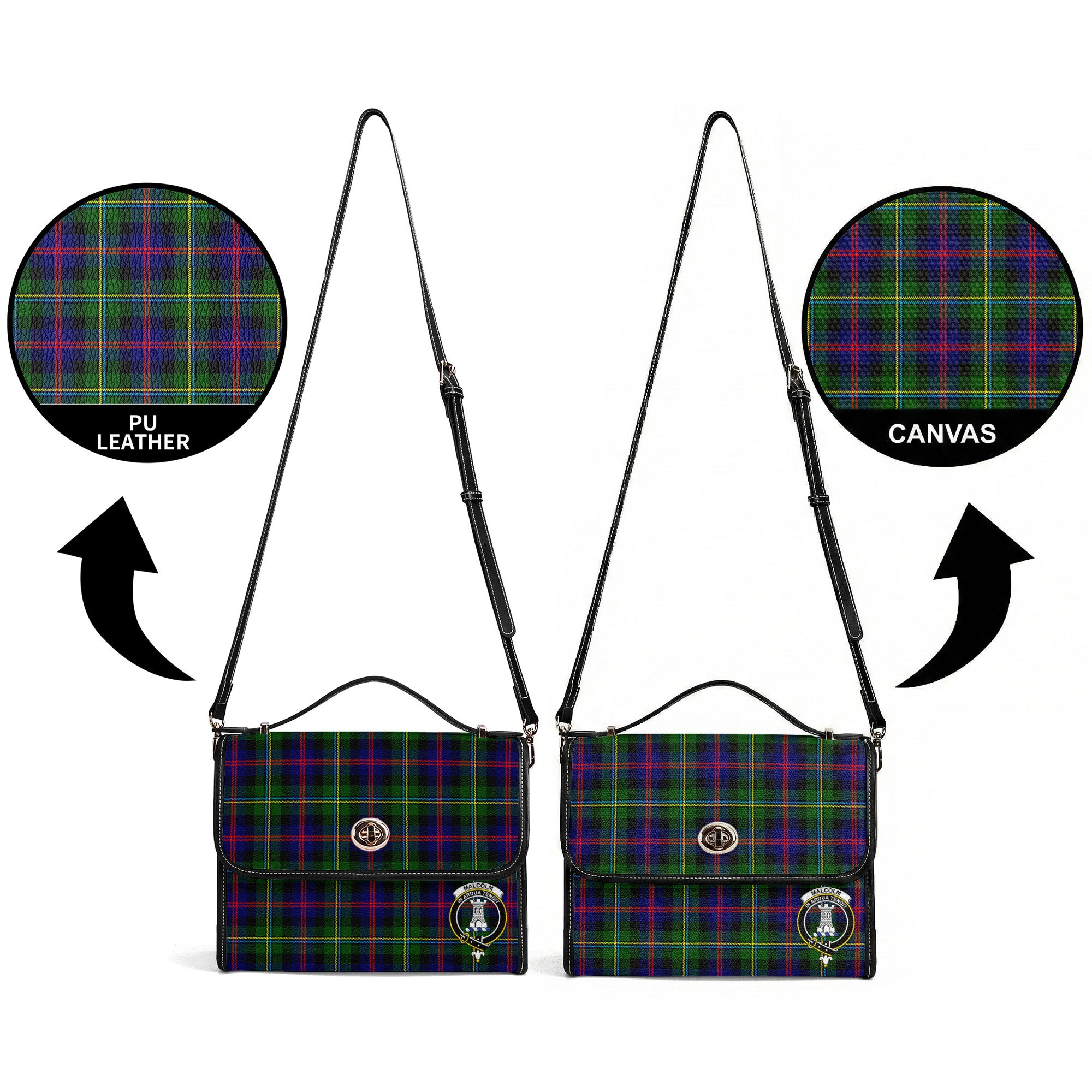 Malcolm (or MacCallum) Tartan Crest Satchel Bag