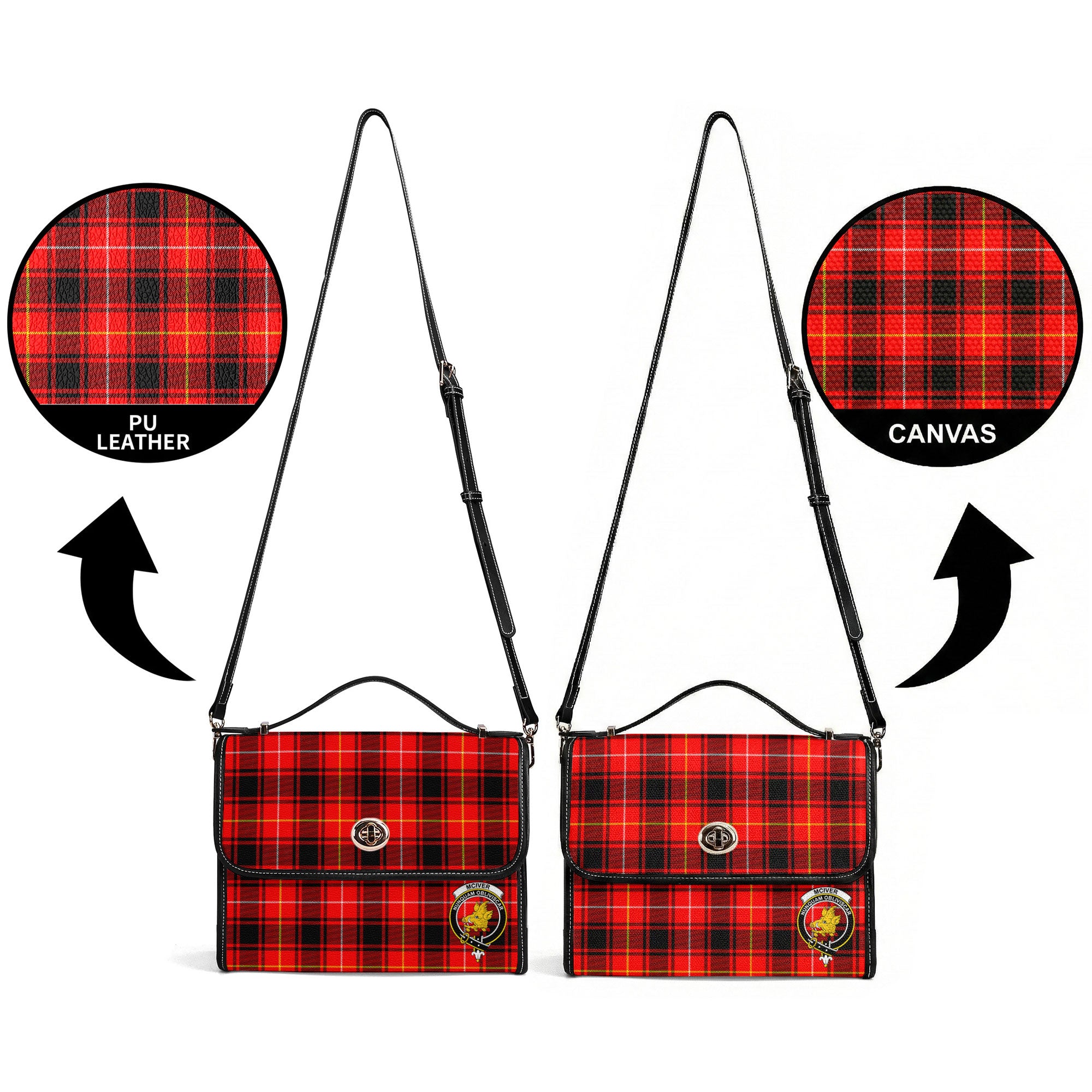McIver Modern Tartan Crest Satchel Bag