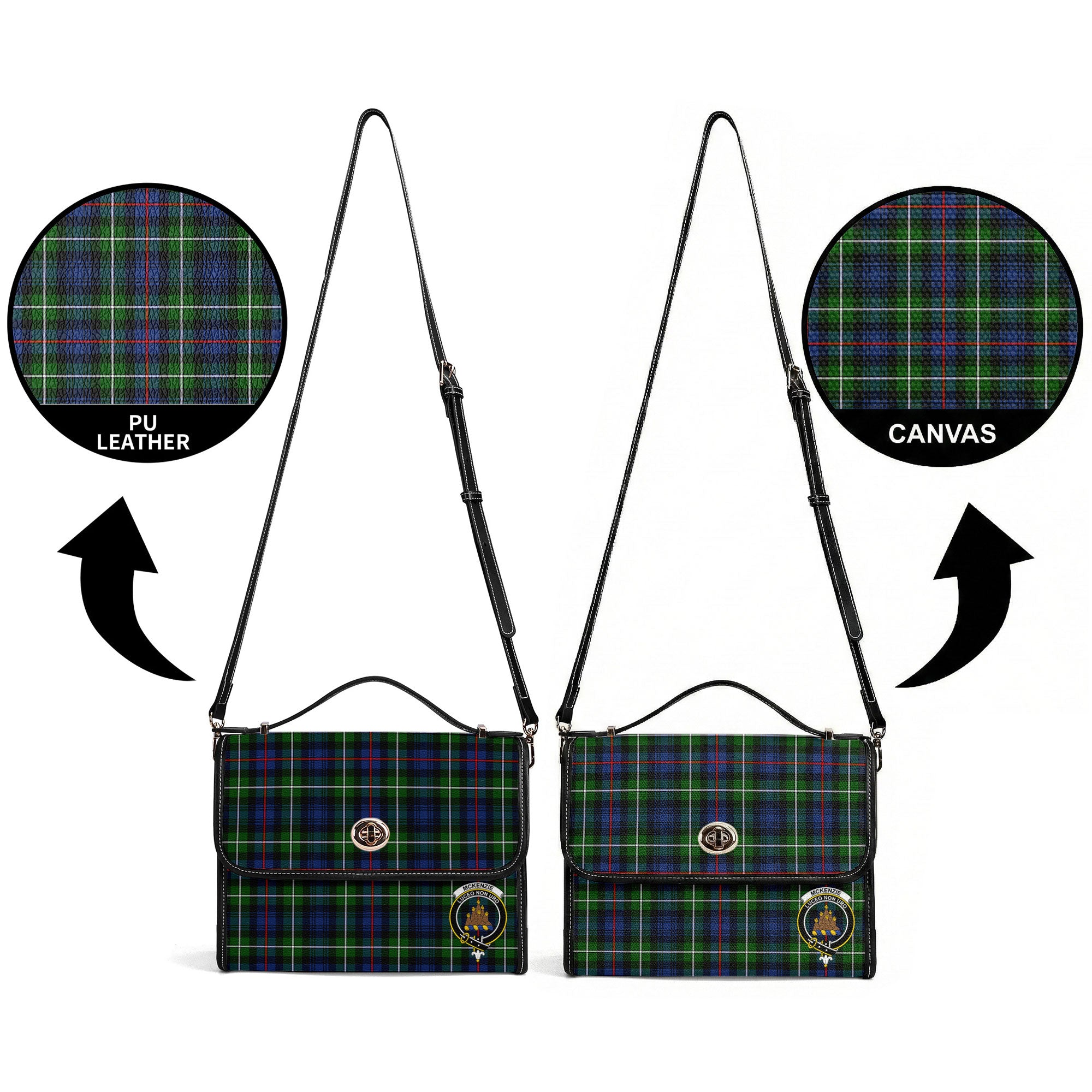 McKenzie Modern Tartan Crest Satchel Bag